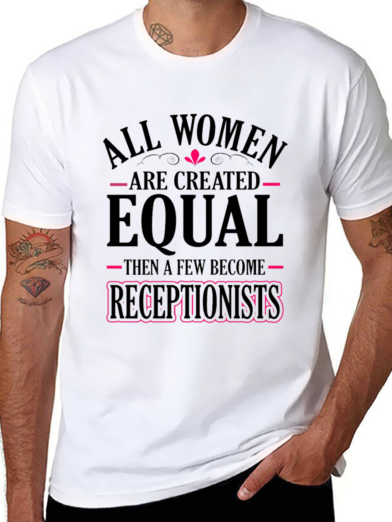 Black Funny Receptionist T-Shirt: All Women Created Equal view 8