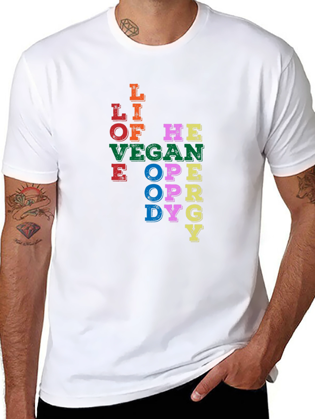 Black Vegan Love Of The Life T-Shirt - Unique Colorful Design view 8