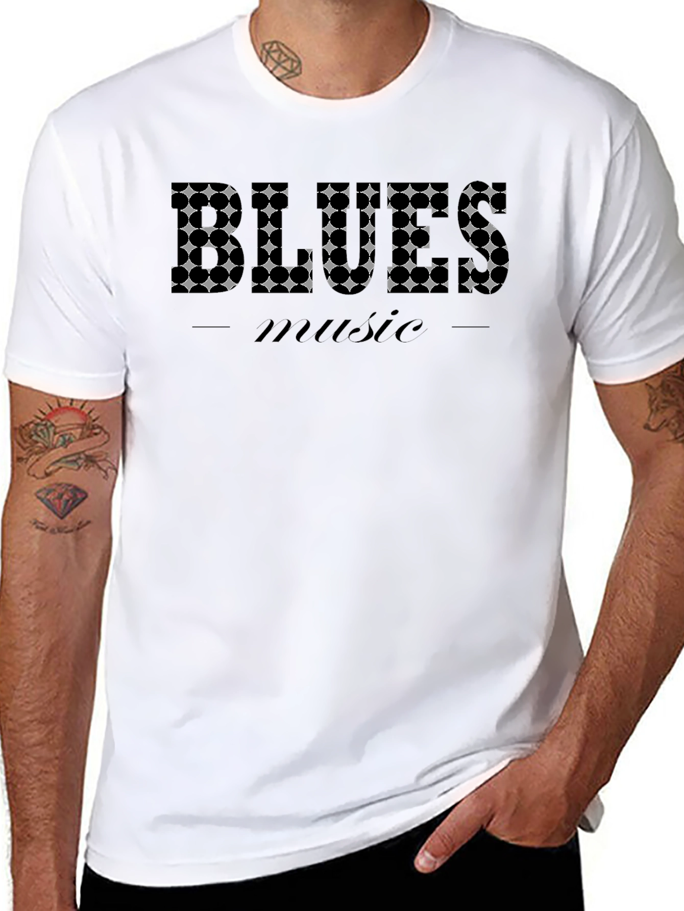 Black Blues Music Graphic Print Black T-Shirt view 8