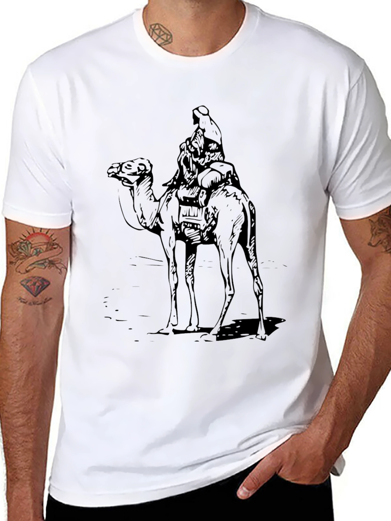 Black Camel Rider Graphic Tee - Black Cotton T-Shirt view 8