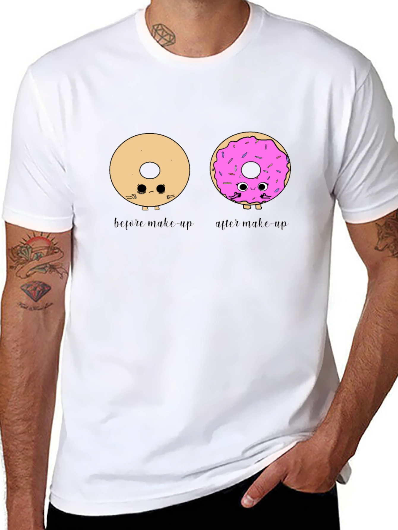 Black Donut Makeup T-Shirt - Humorous Graphic Tee view 8