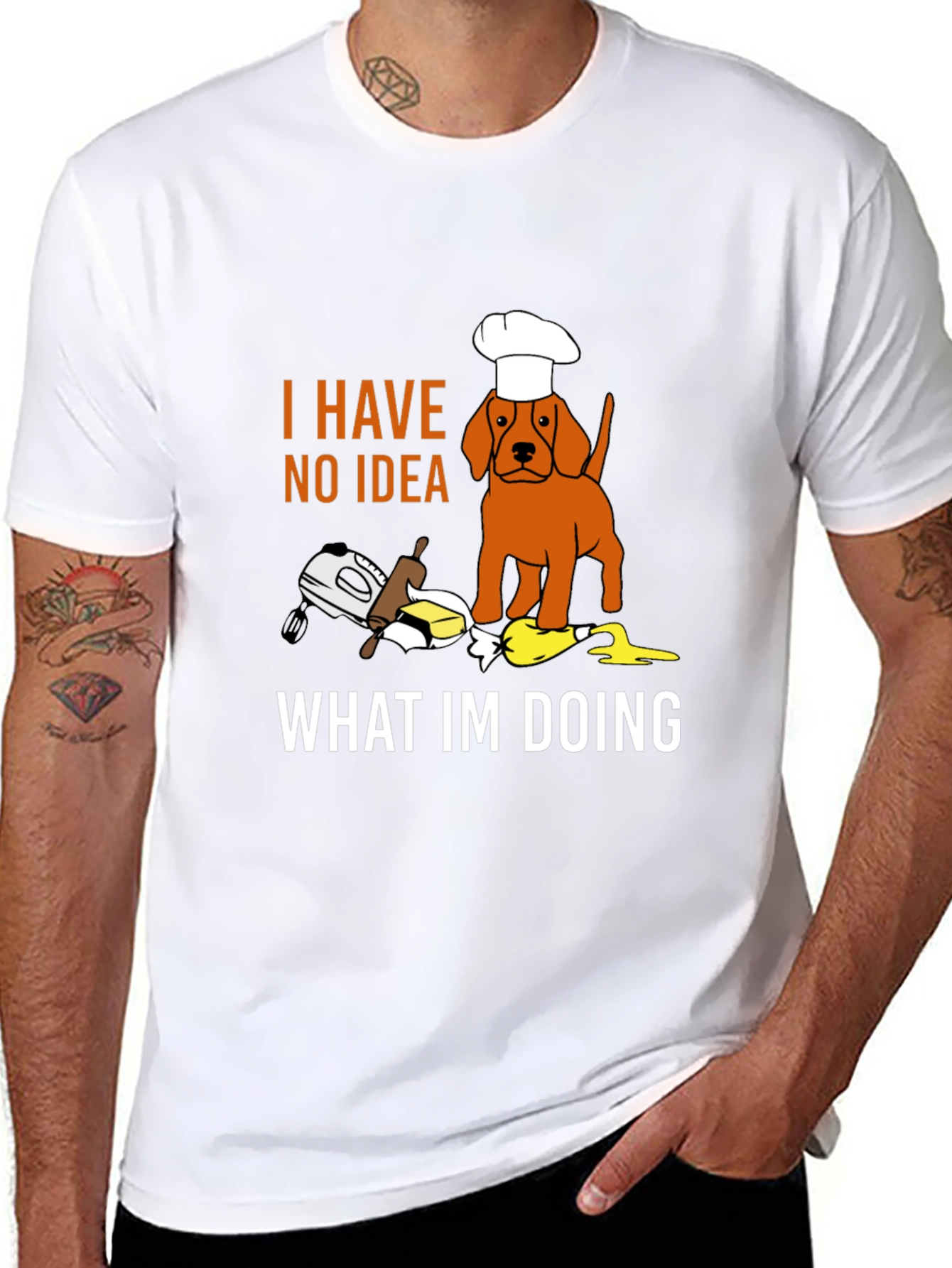 Black Funny Dog Chef T-Shirt: "I Have No Idea What I'm Doing" view 8