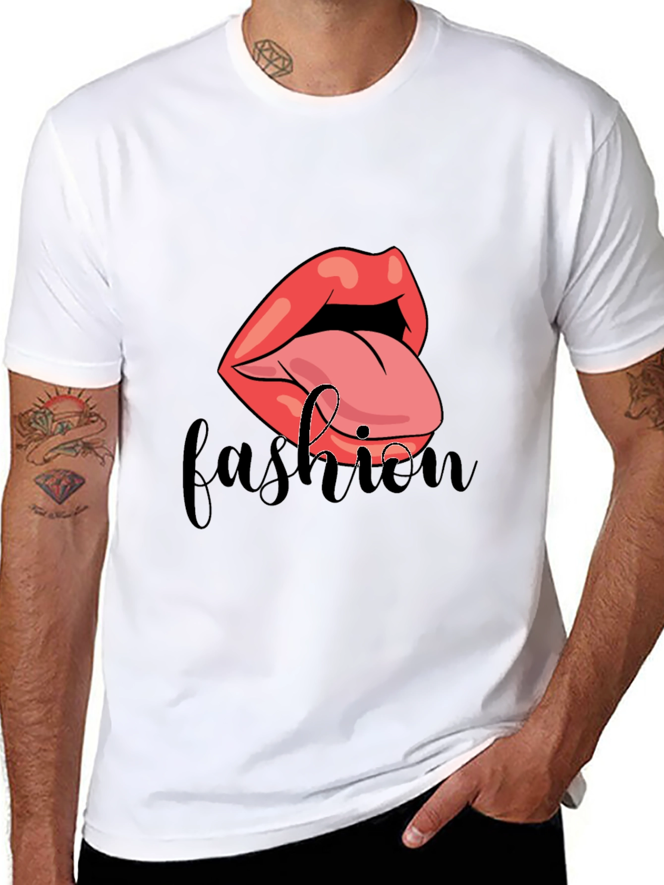 Black Fashion Lips Graphic T-Shirt view 8