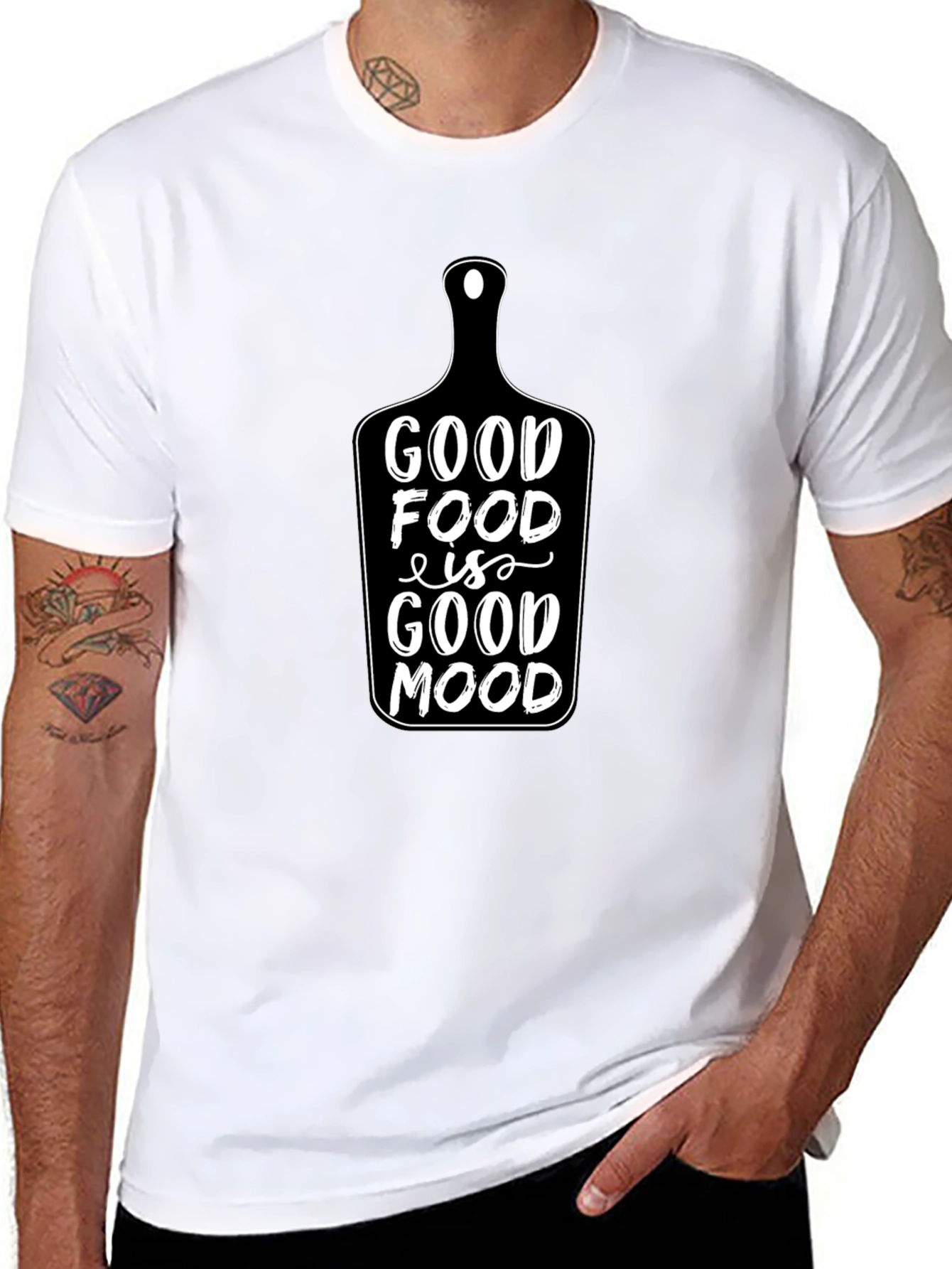 Black Good Food is Good Mood Black Graphic T-Shirt view 8