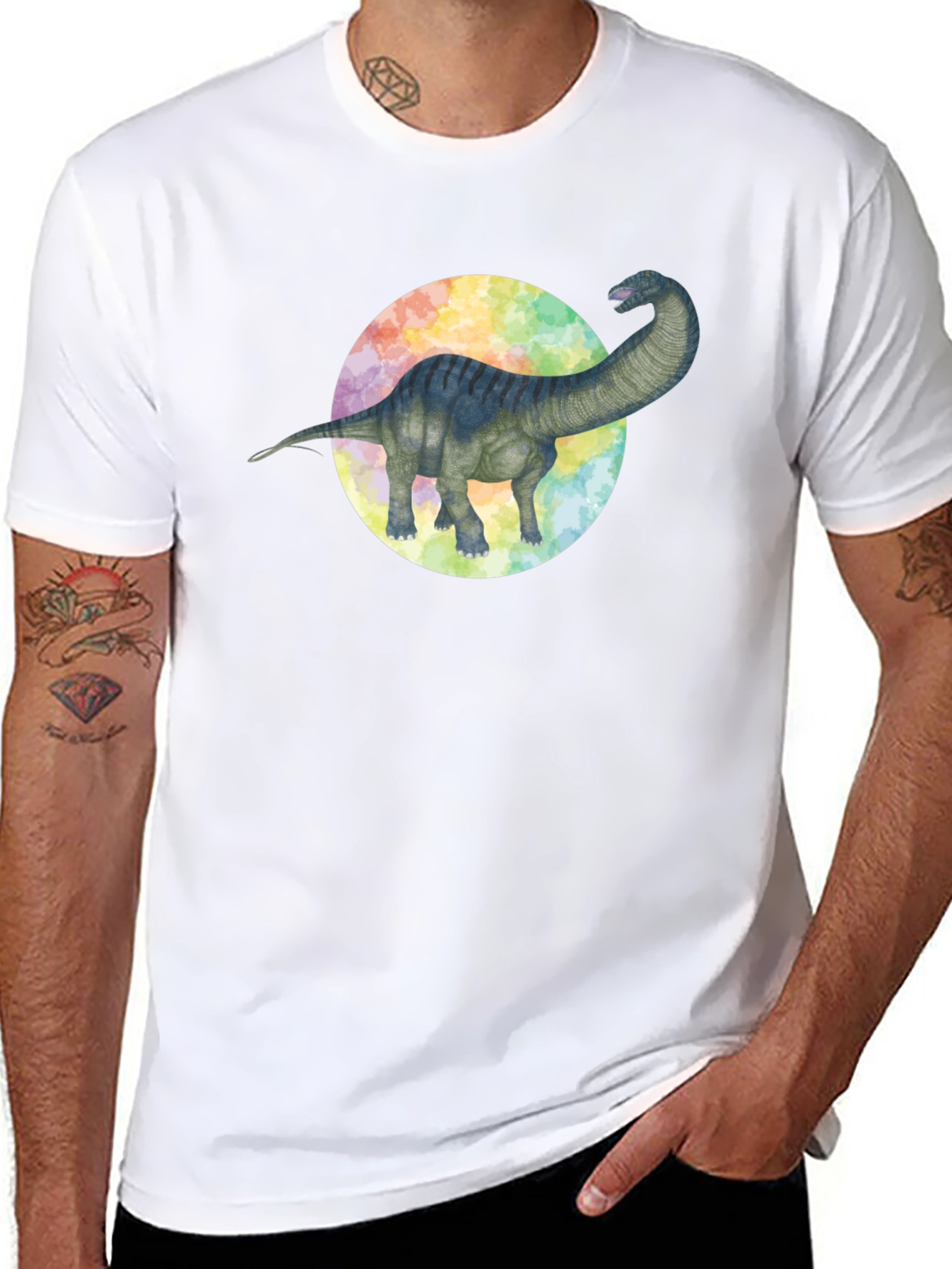Black Dinosaur Graphic Tee - Brachiosaurus Black T-Shirt view 8