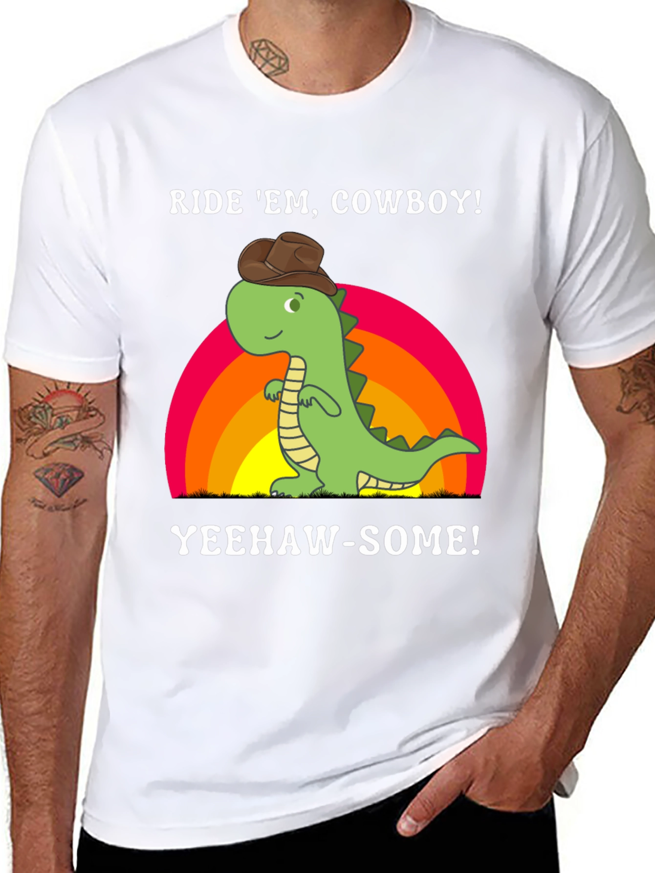 Black Ride 'Em Cowboy Dinosaur T-Shirt view 8