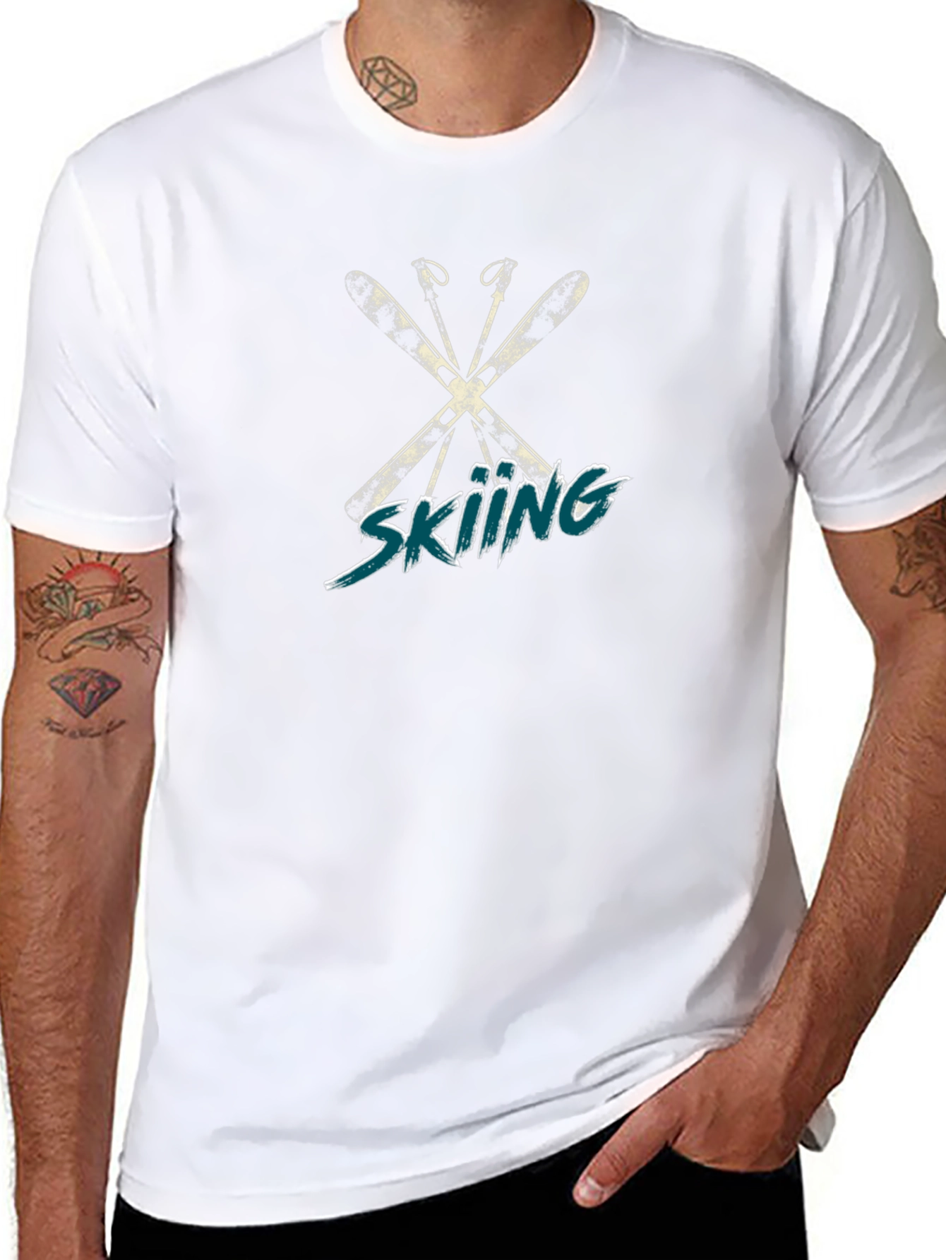 Black Skiing Graphic T-Shirt - Winter Sport Tee view 8