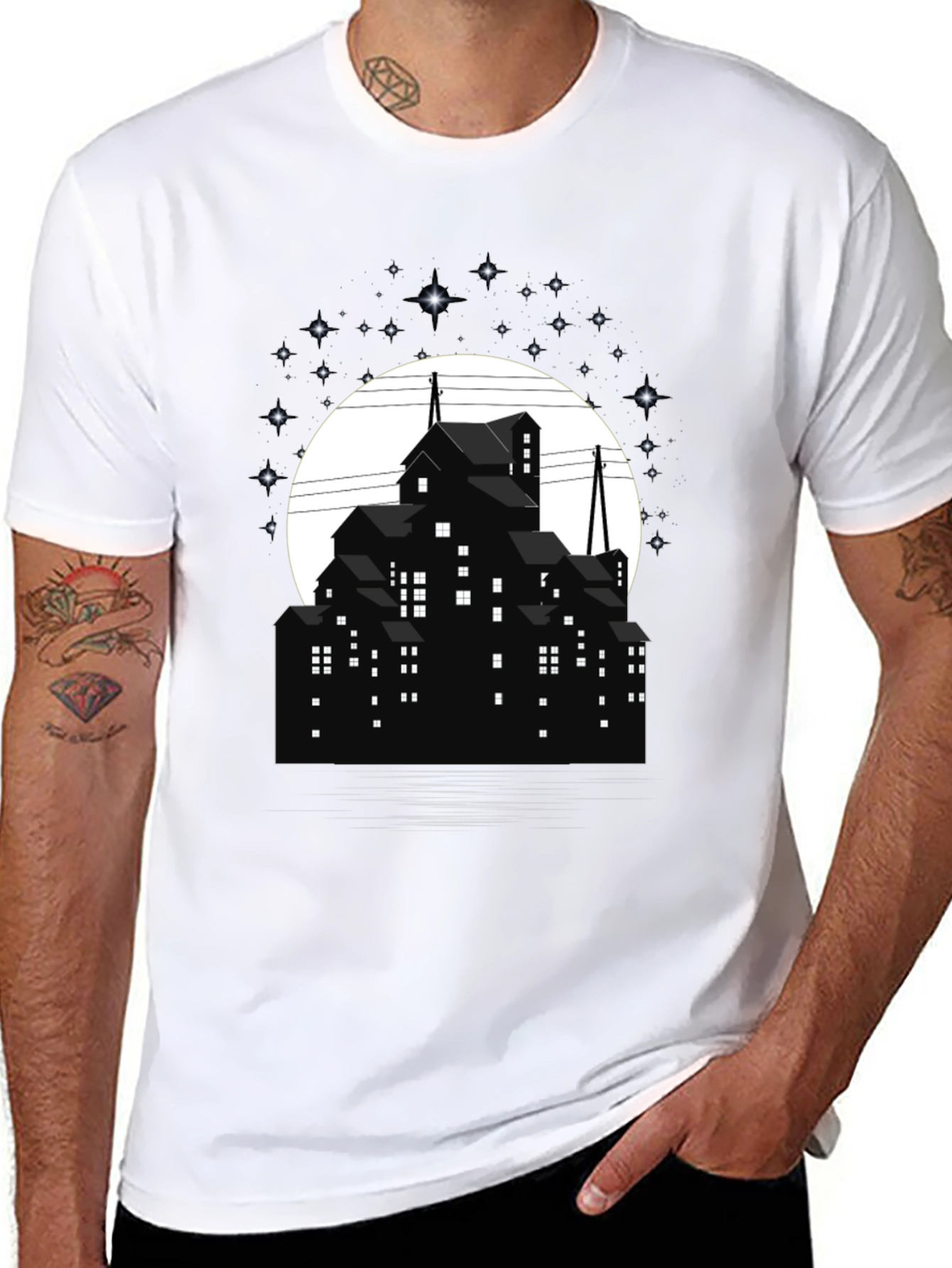 Nightscape Silhouette Graphic Tee - Unique Design - 8