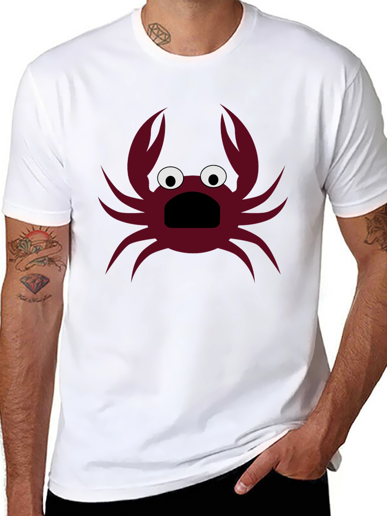 Black Funny Crab Graphic T-Shirt - Men's Black Tee view 8