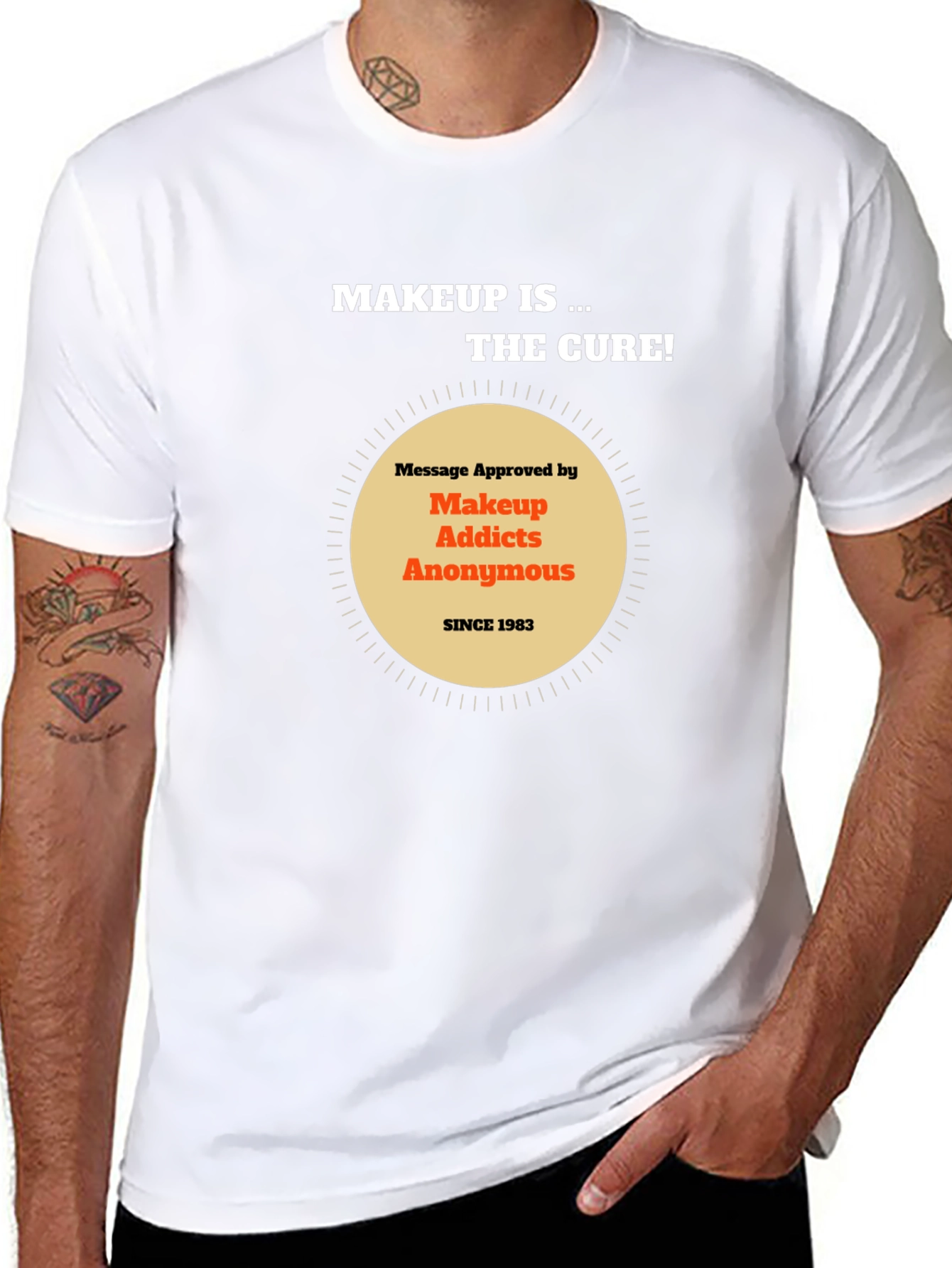 Black Makeup Addicts Anonymous Tee - "Makeup is the cure!" view 8