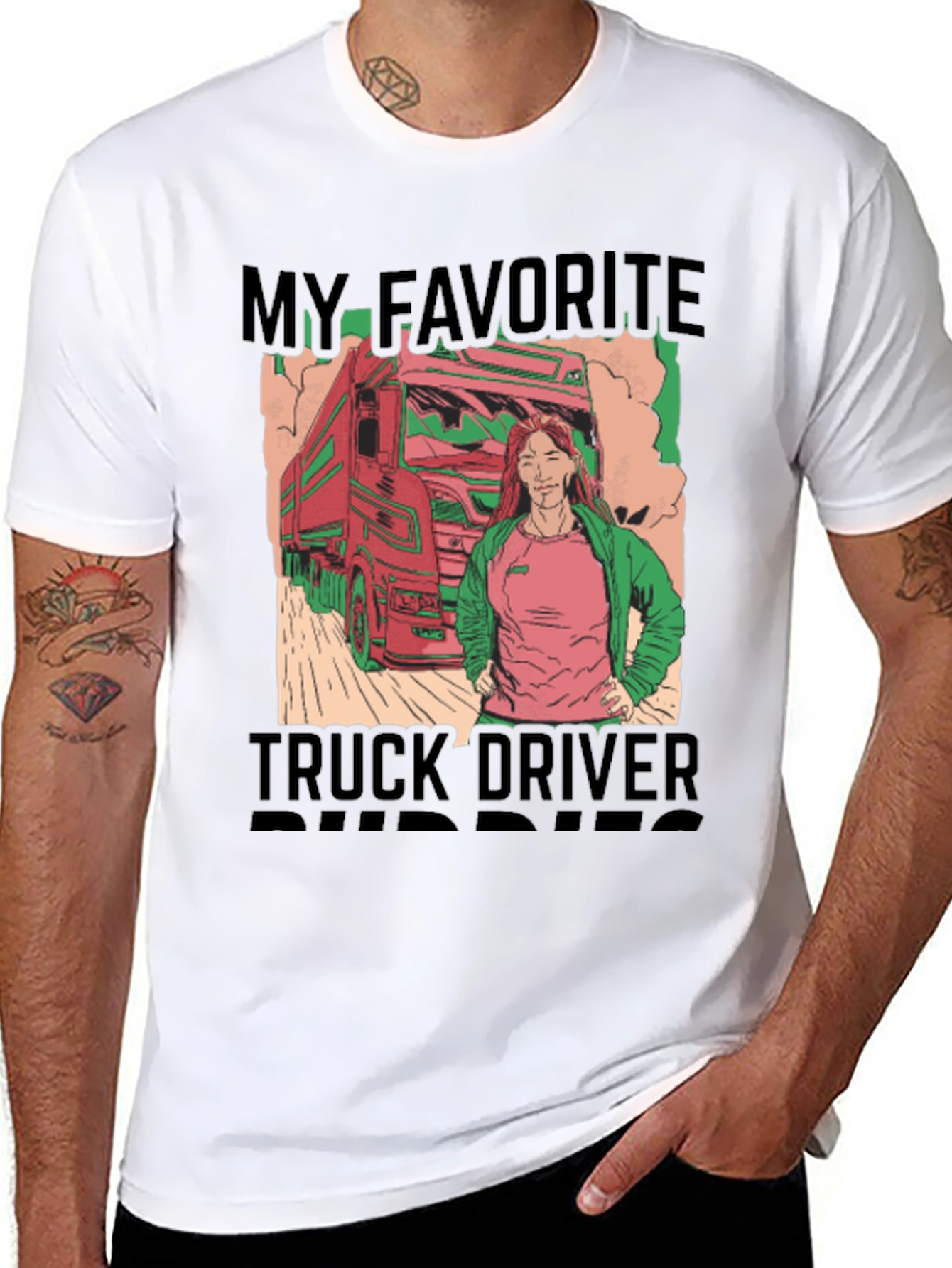 Black My Favorite Truck Driver Buddies Graphic T-Shirt view 8
