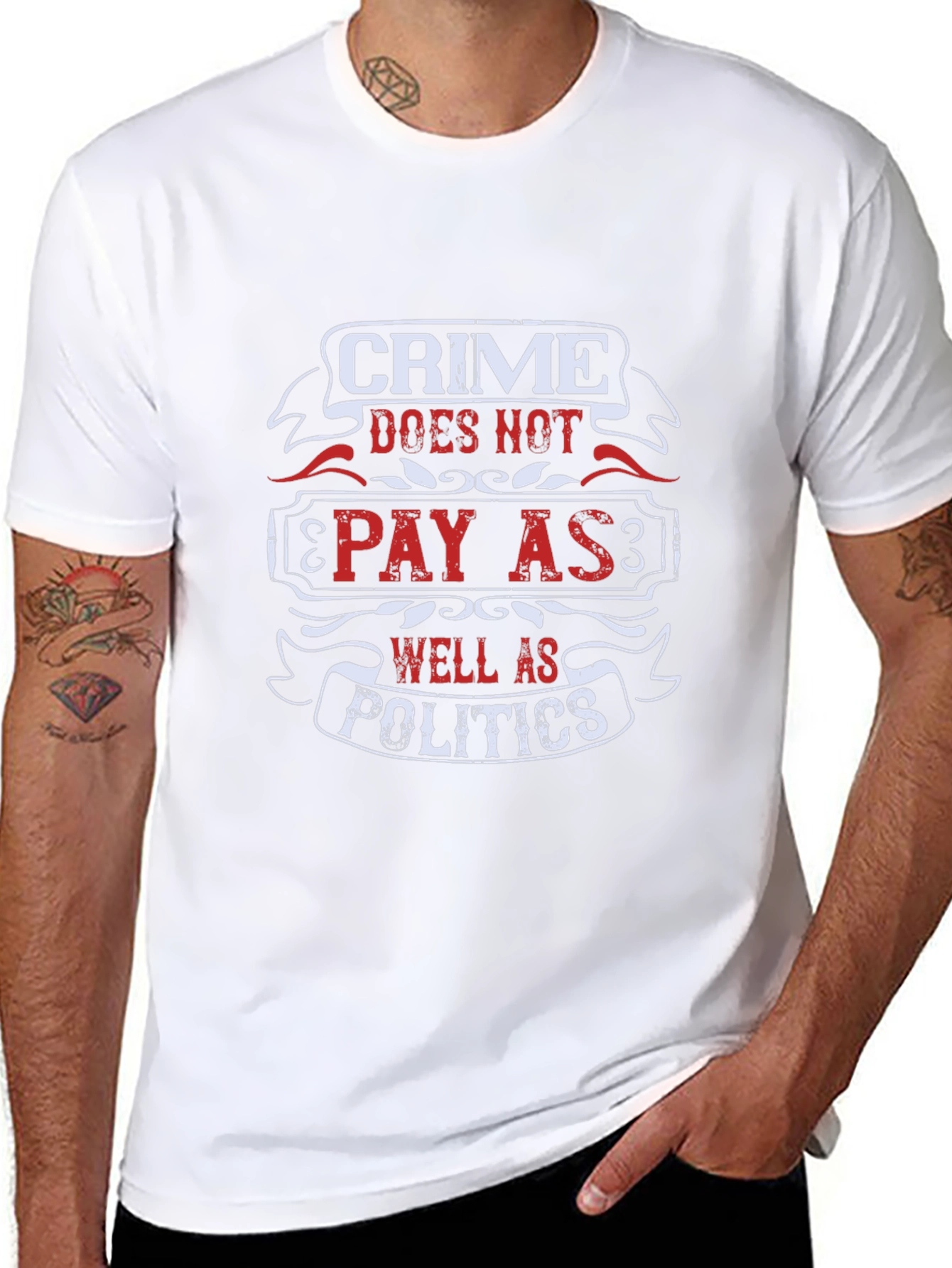Black Crime Doesn't Pay T-Shirt Funny Political Statement Tee view 8