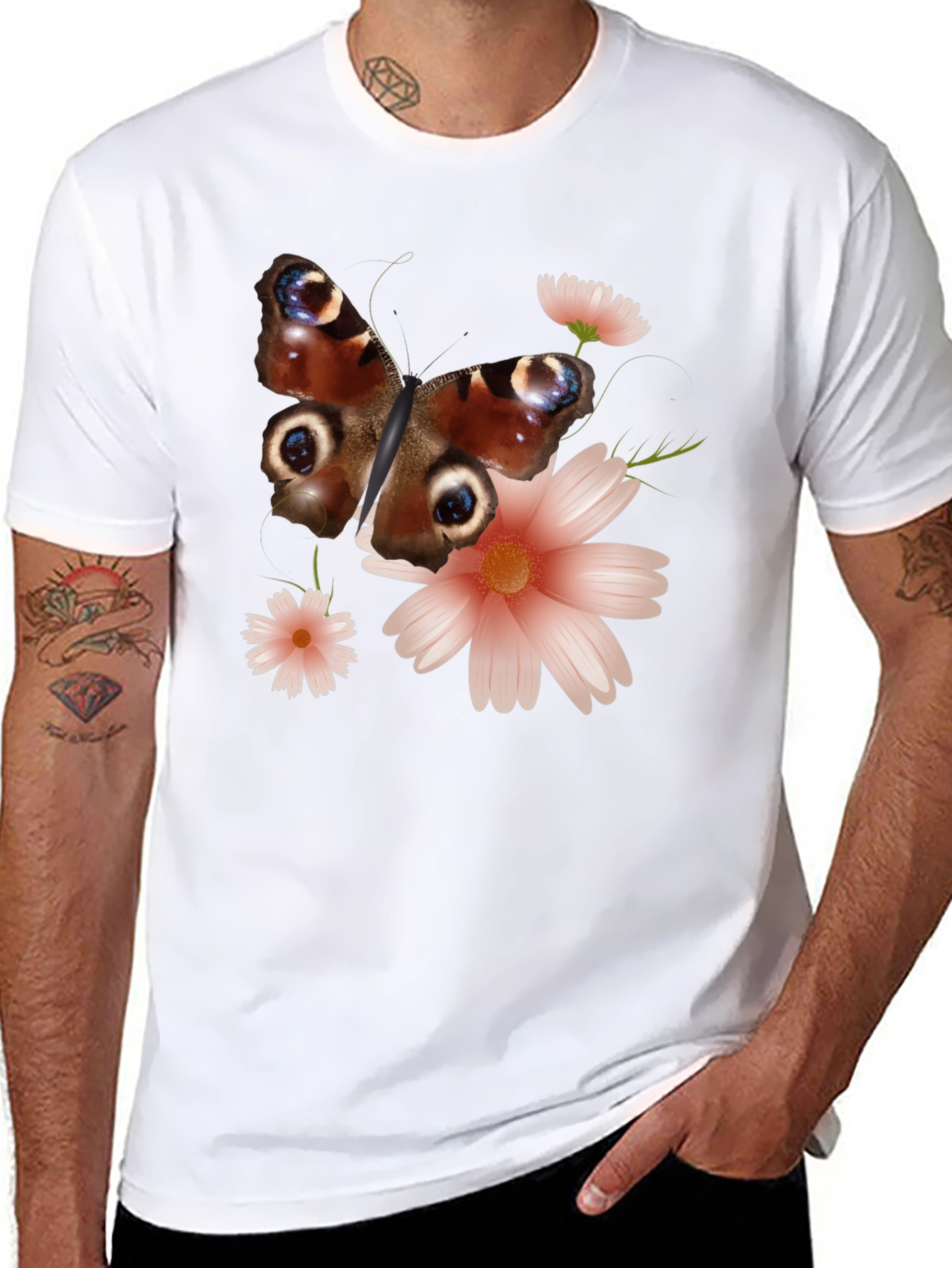 Black Butterfly & Floral Graphic Tee view 8