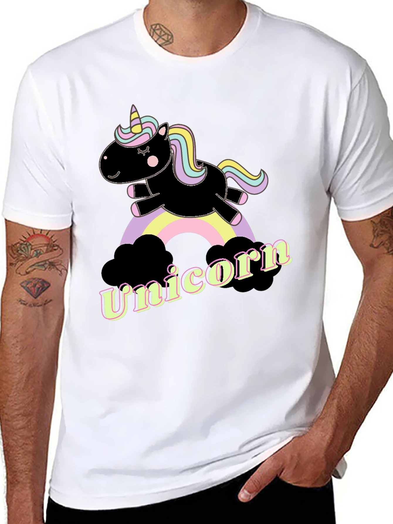 Black Unicorn Rainbow Graphic T-Shirt - Fun & Stylish view 8