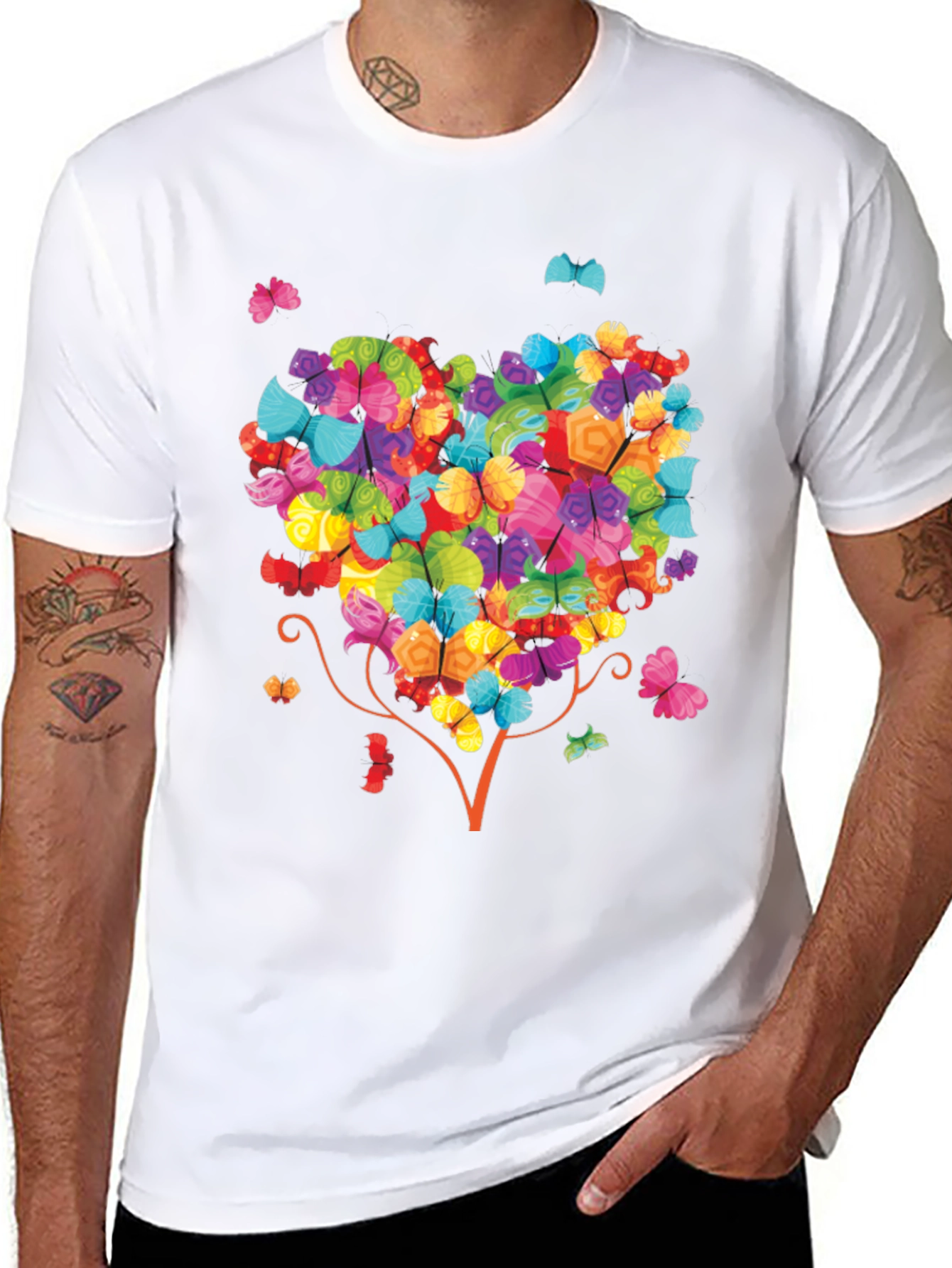 Black Butterfly Heart Tree Graphic Tee - Unique Design view 8