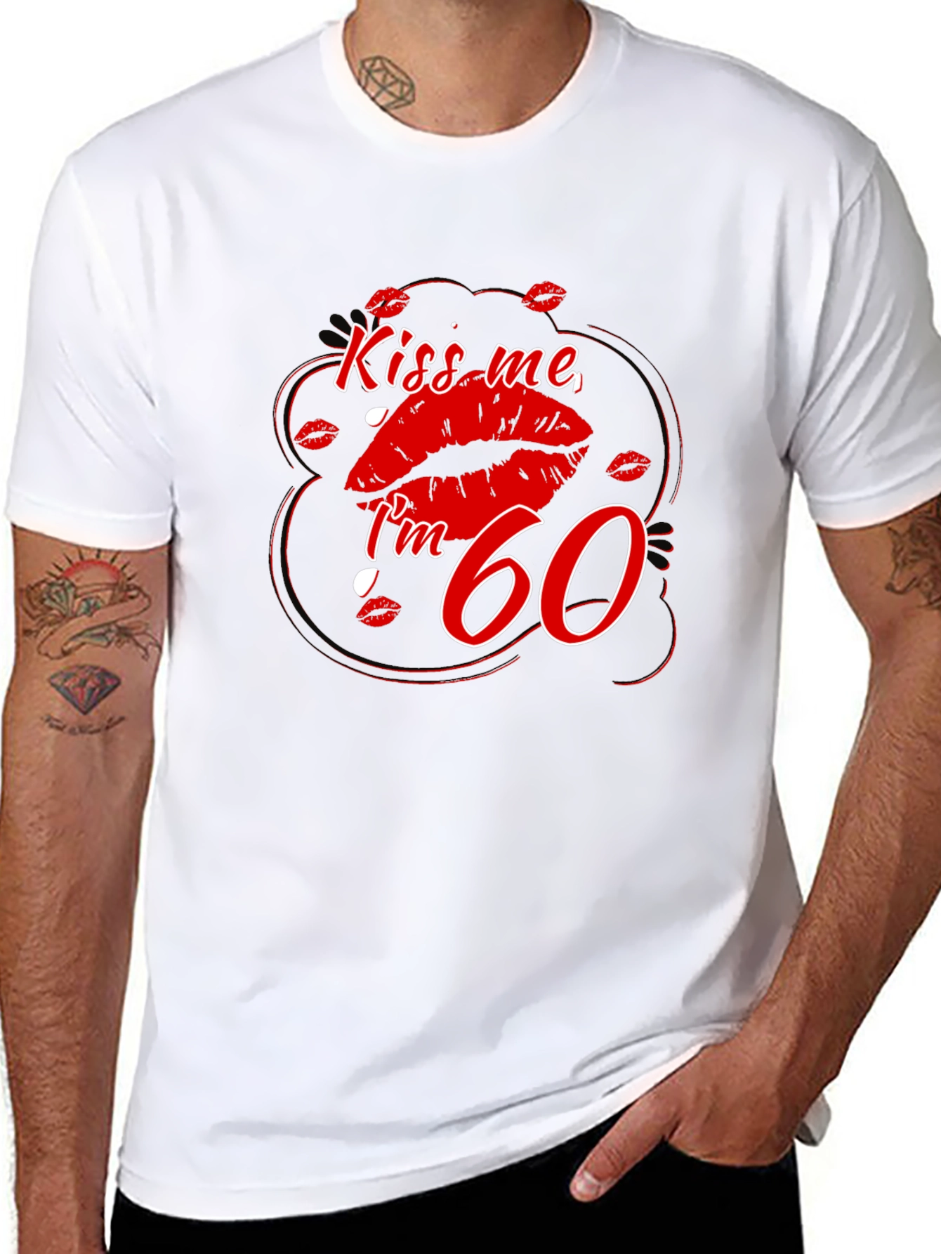 Black Kiss Me I'm 60 T-Shirt view 8