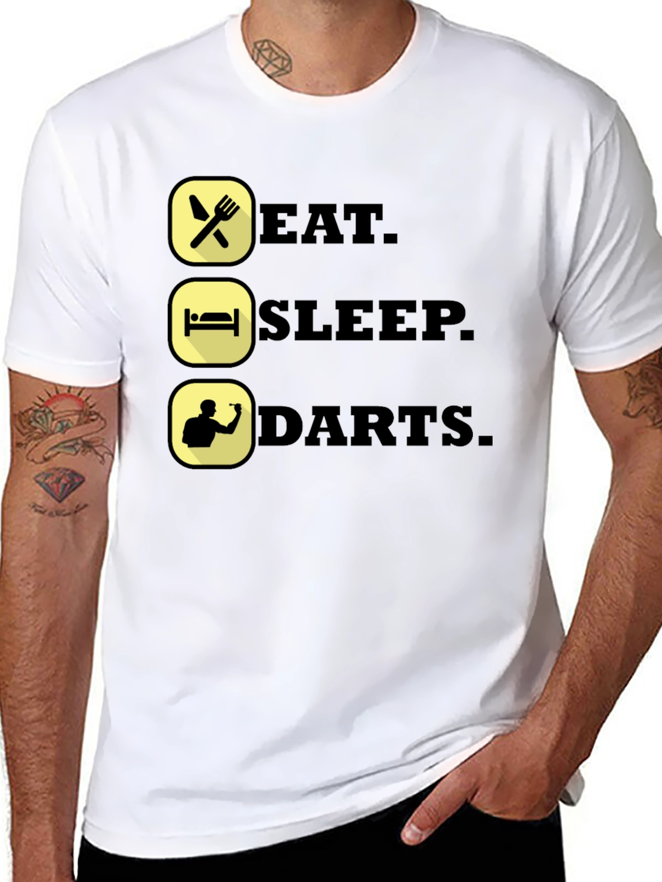 Black Eat Sleep Darts T-Shirt - Funny Dart Player Tee view 8