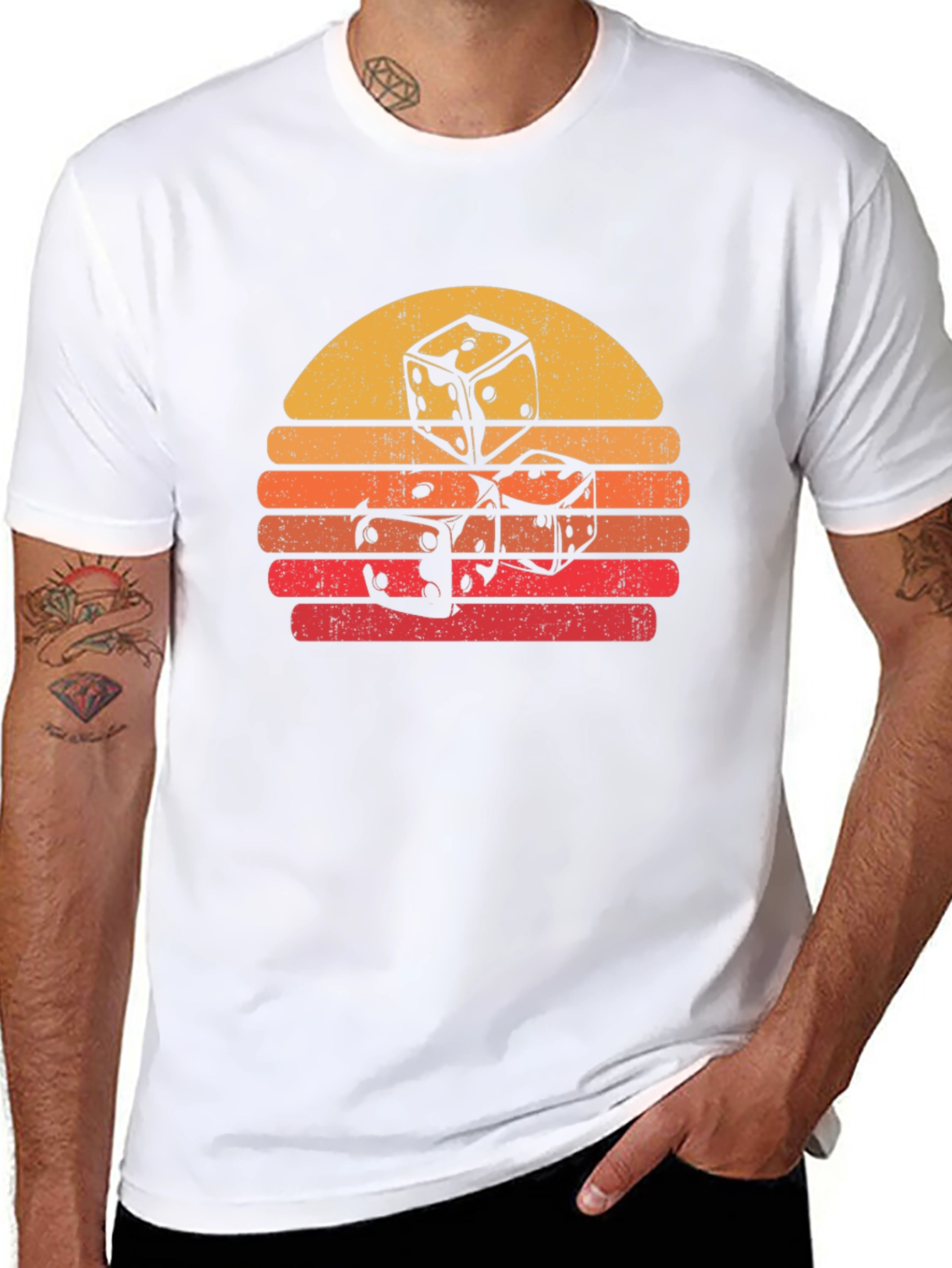 Dice Sunset Graphic Tee - Retro Style - 8