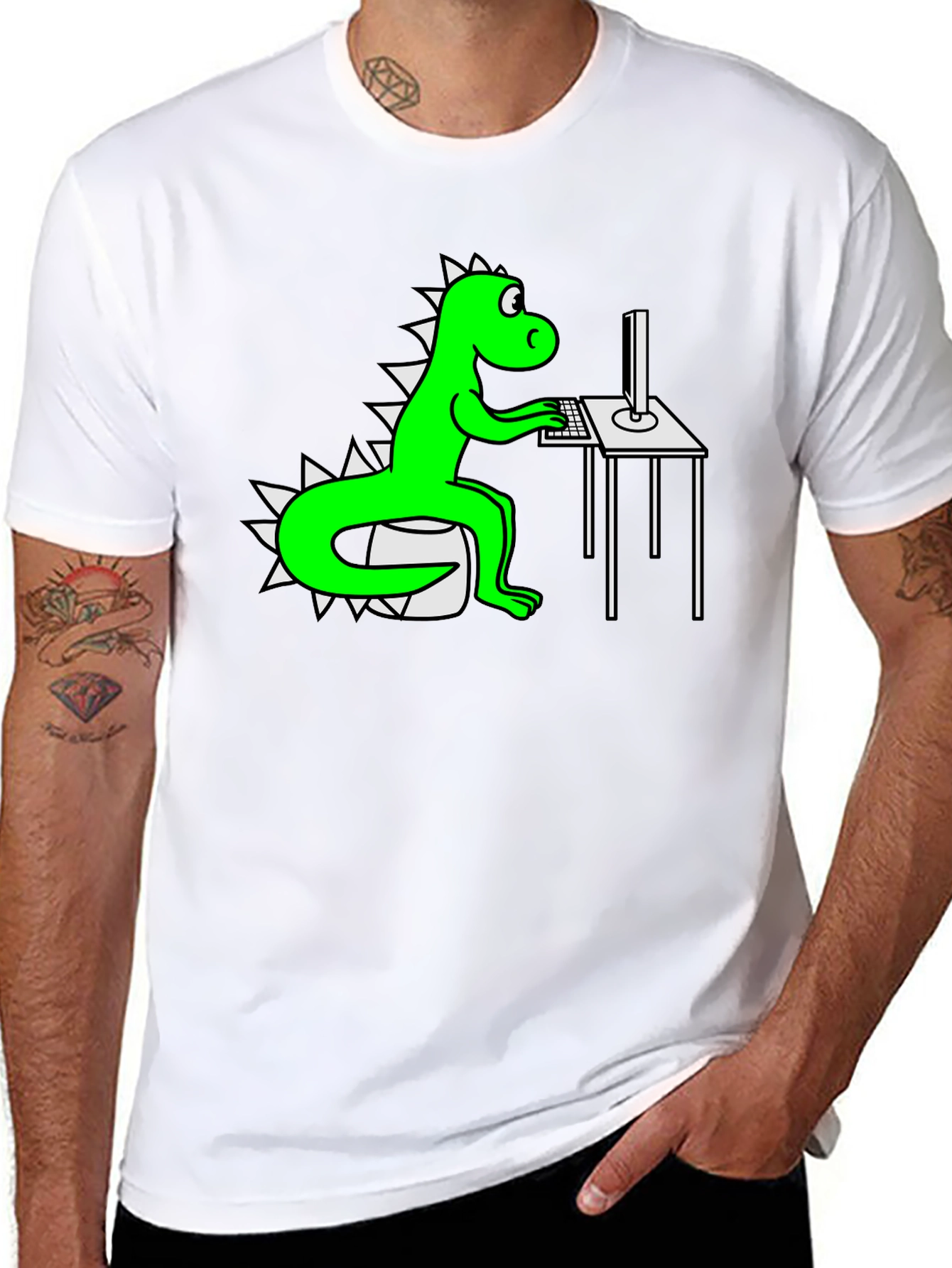 Black Dinosaur Programmer T-Shirt view 8