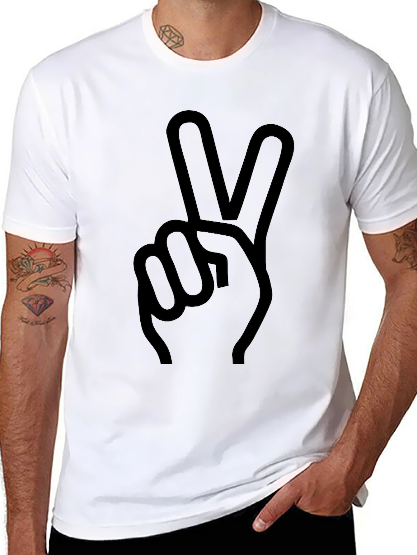 Black Peace Sign Graphic Tee - Mens Black T-Shirt view 8