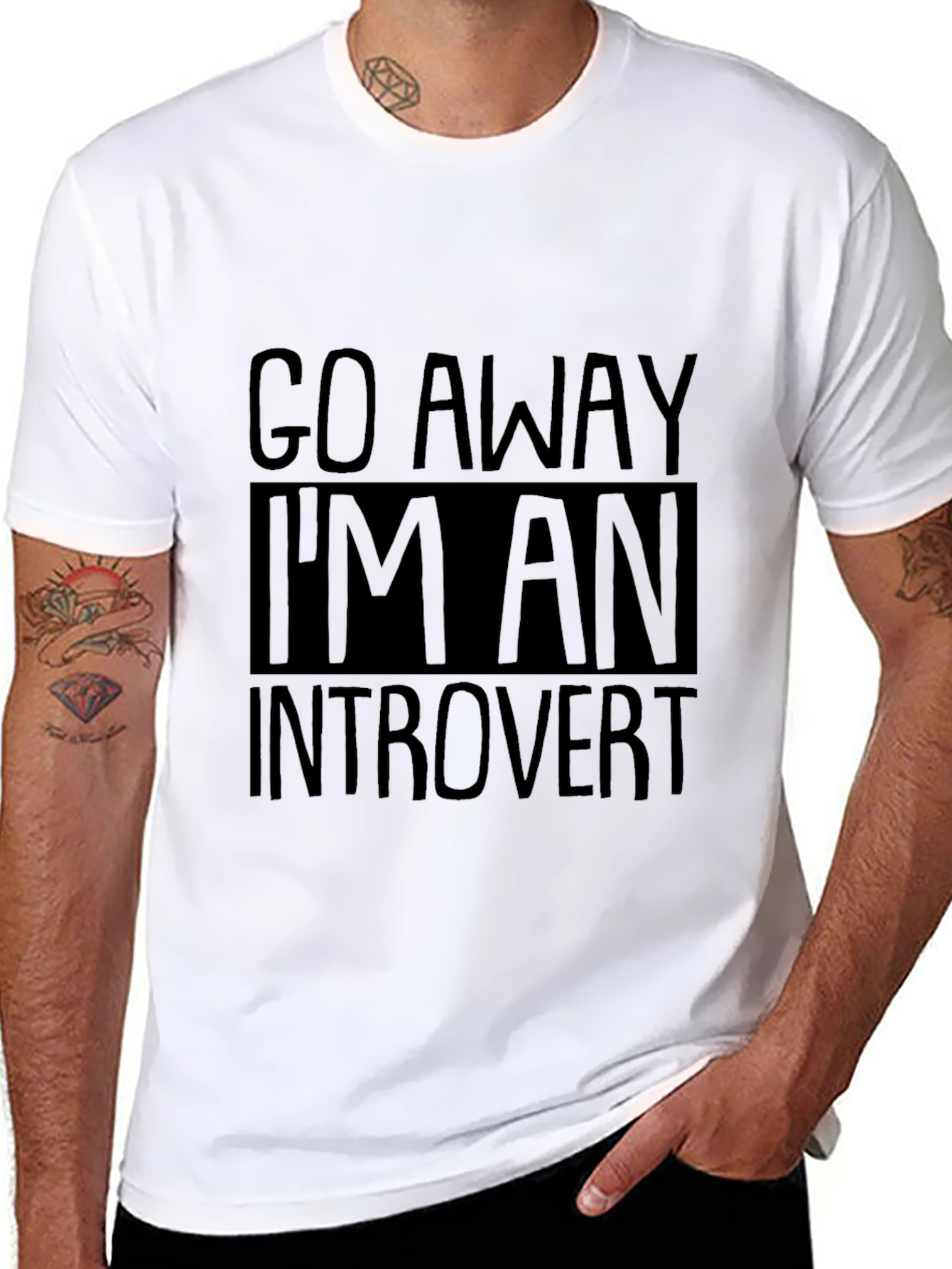 Black Go Away I'm An Introvert Black T-Shirt view 8