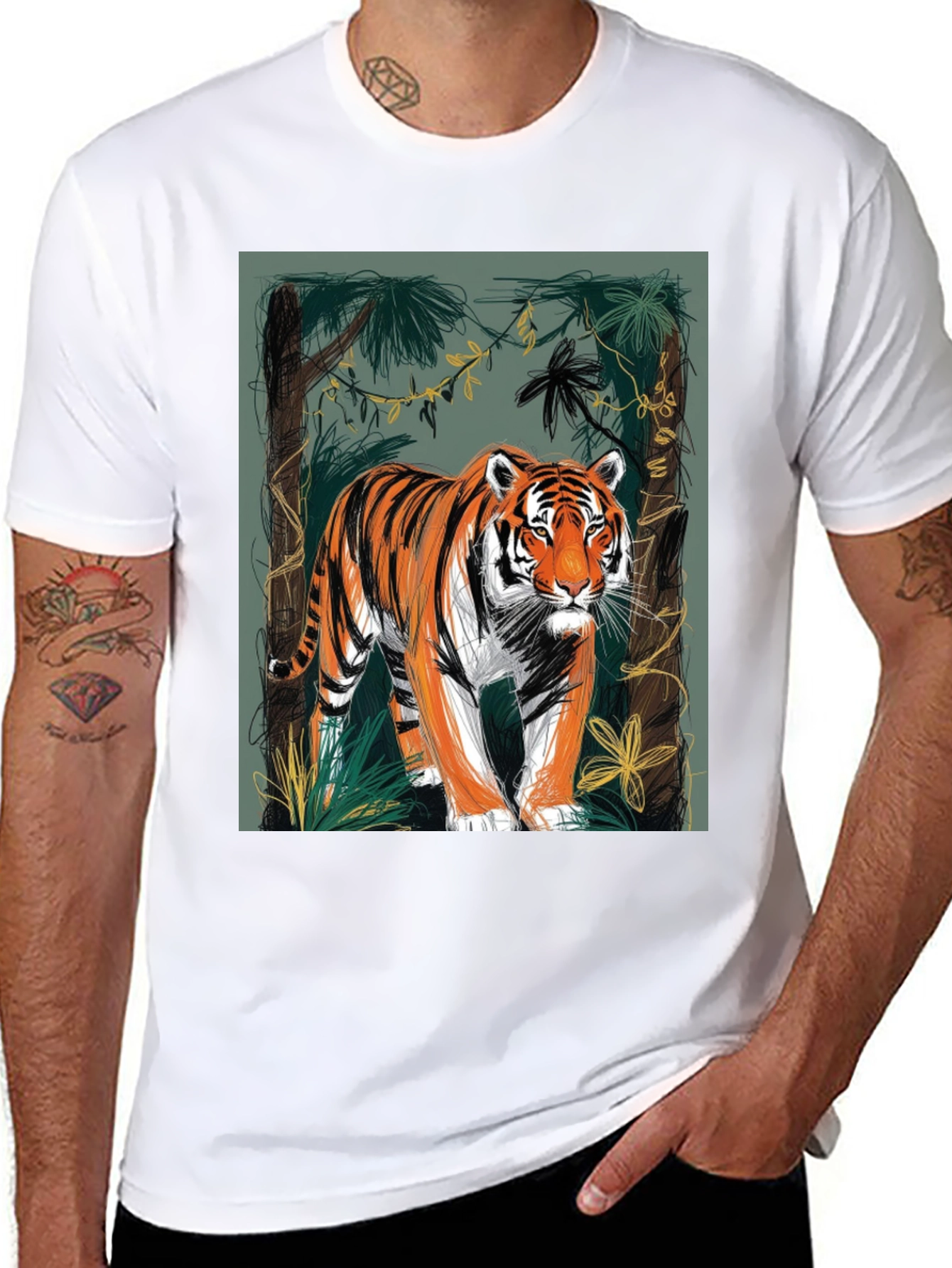 Black Tiger Graphic Tee - Jungle Design view 8