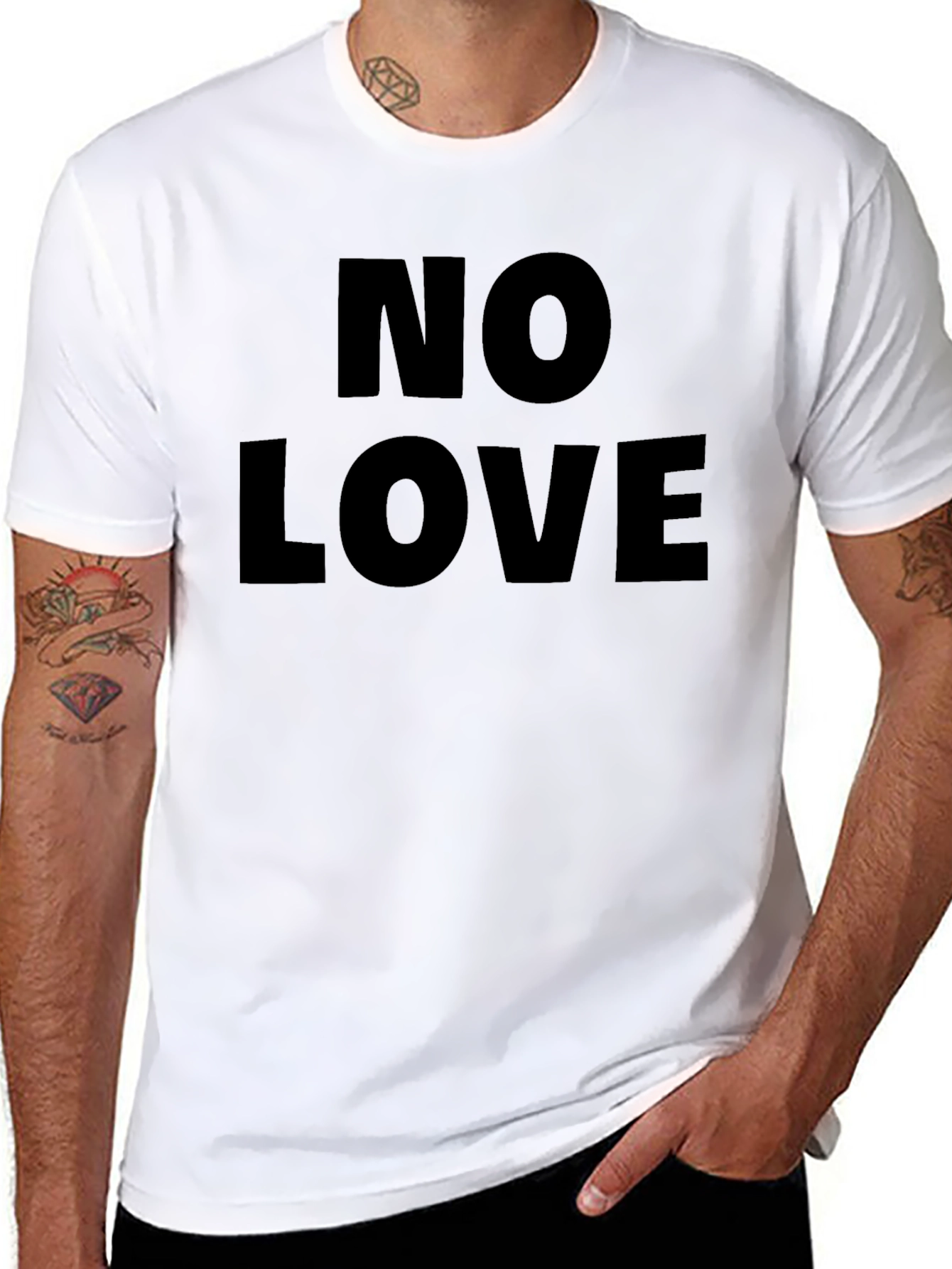 Black No Love Black Graphic T-Shirt view 8