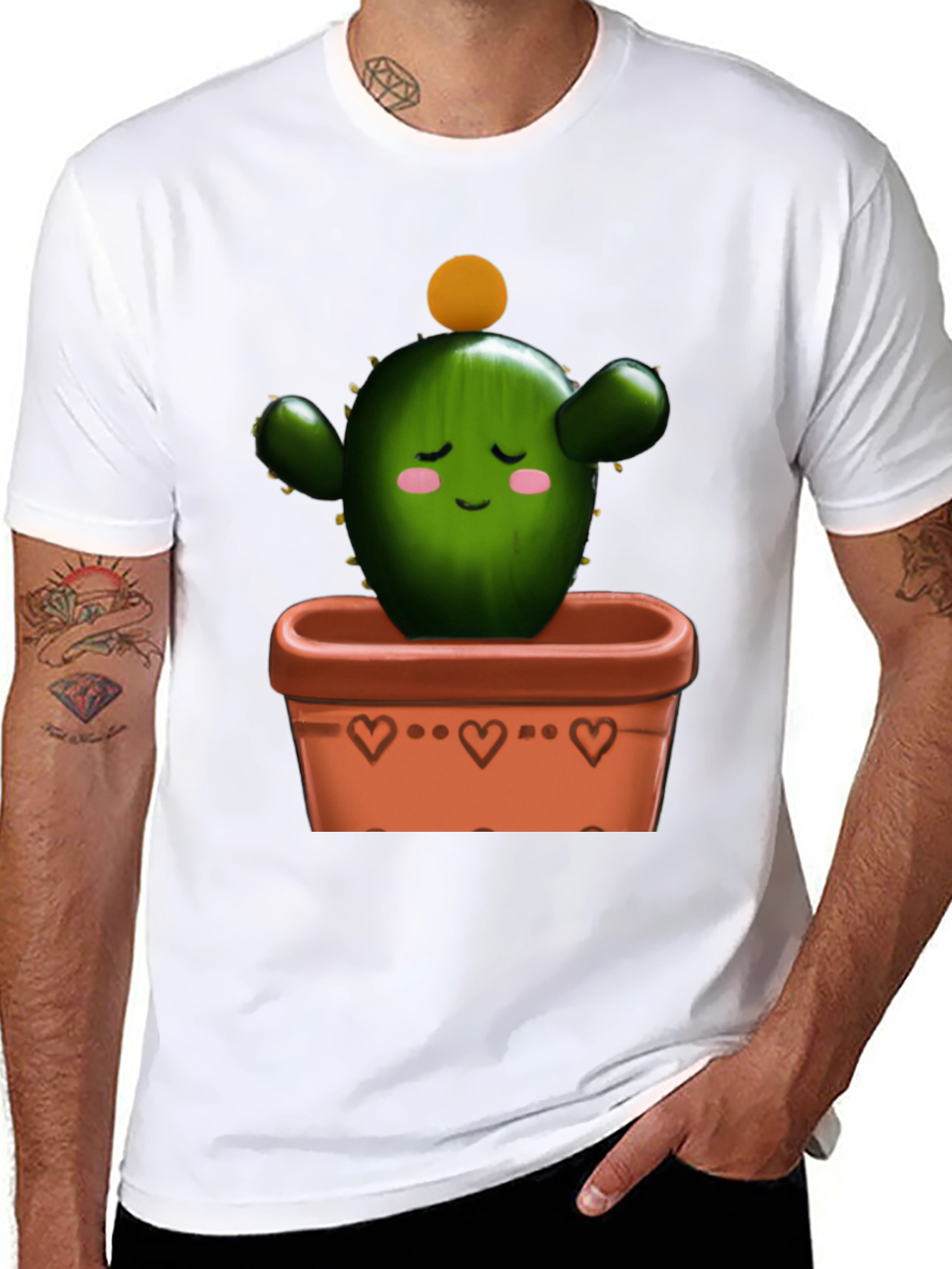 Black Cactus in Pot Graphic Tee - Trendy Design view 8
