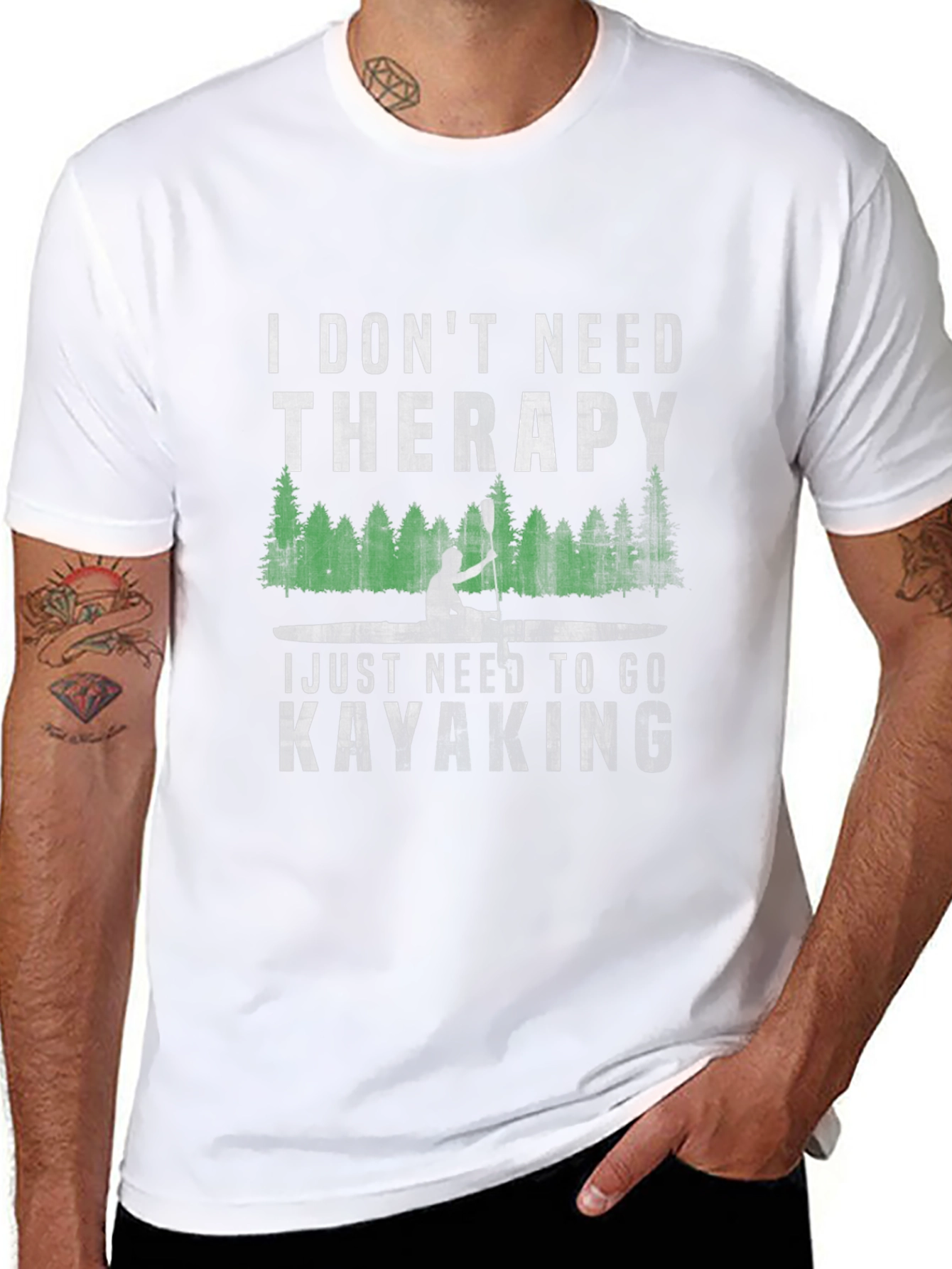 Black I Don't Need Therapy Kayaking T-Shirt view 8
