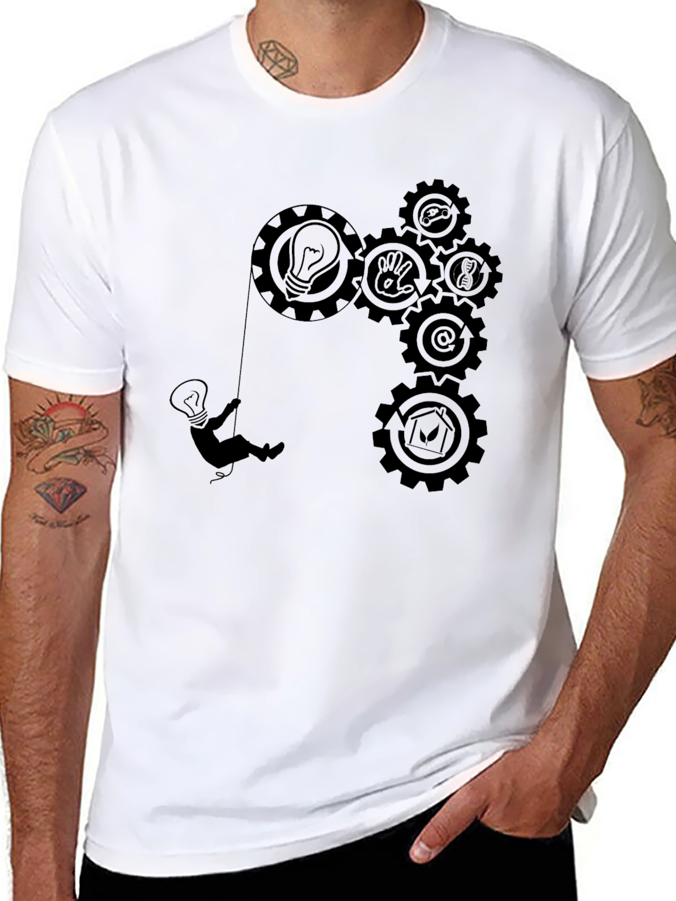 Black Creative Gears T-Shirt - Mens Black Graphic Tee view 8