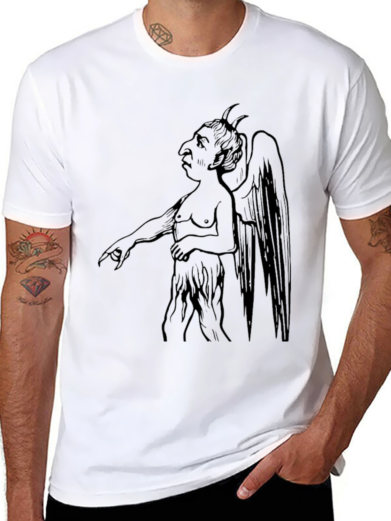 Black Devil Graphic T-Shirt - Black, Unique Design view 8