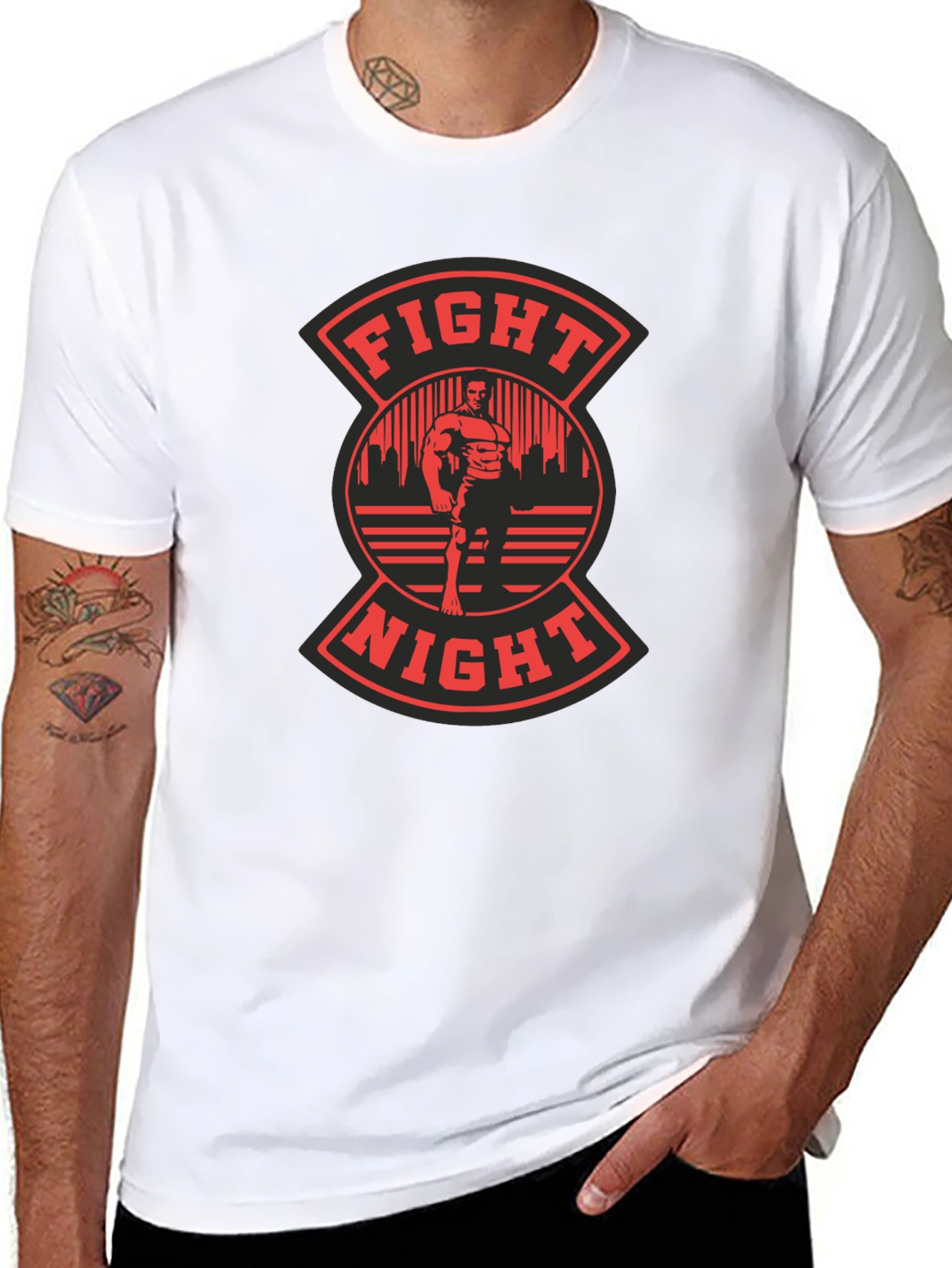 Black Fight Night Graphic T-Shirt - Men's Black Tee view 8
