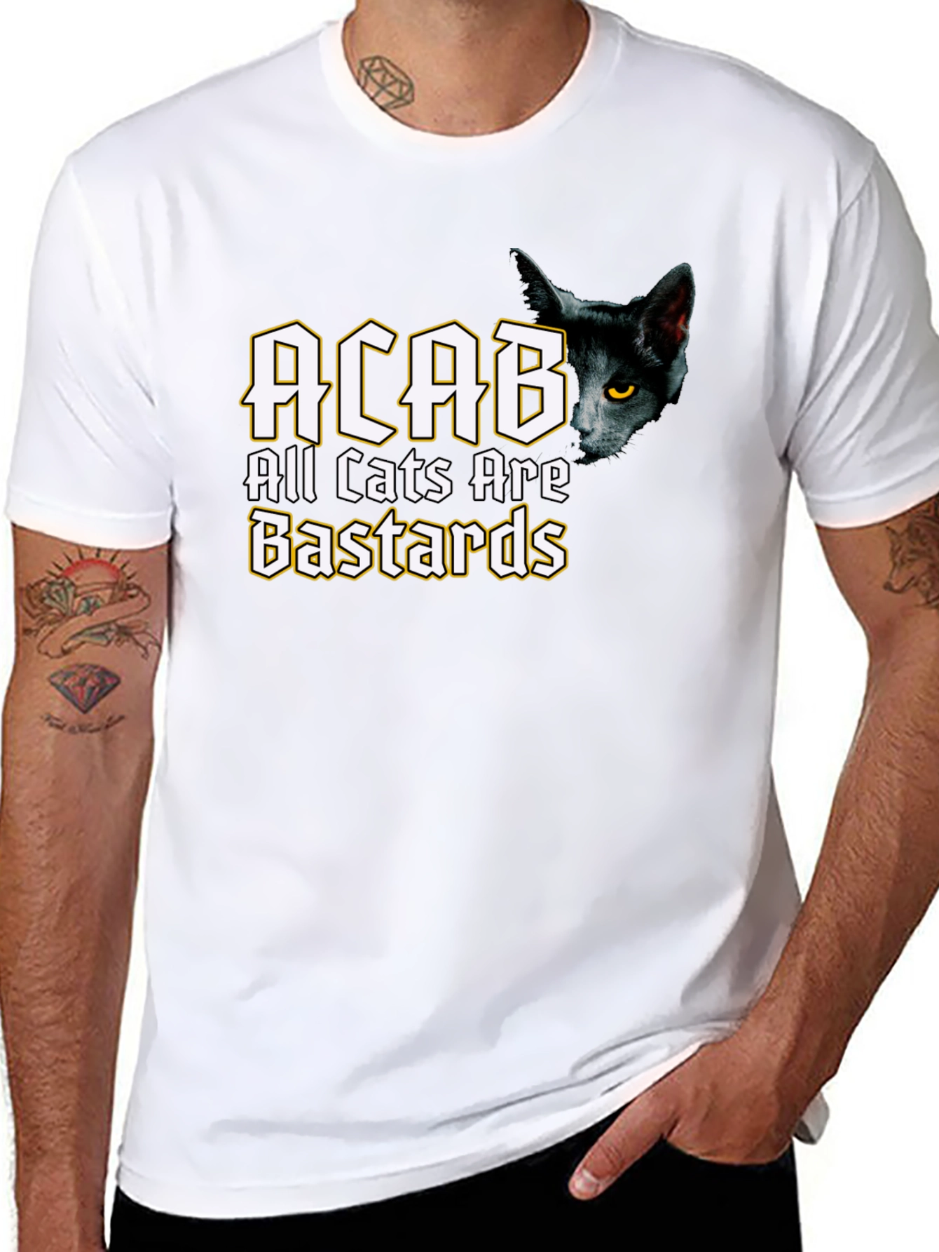 Black ACAB All Cats Are Bastards Black T-Shirt view 8