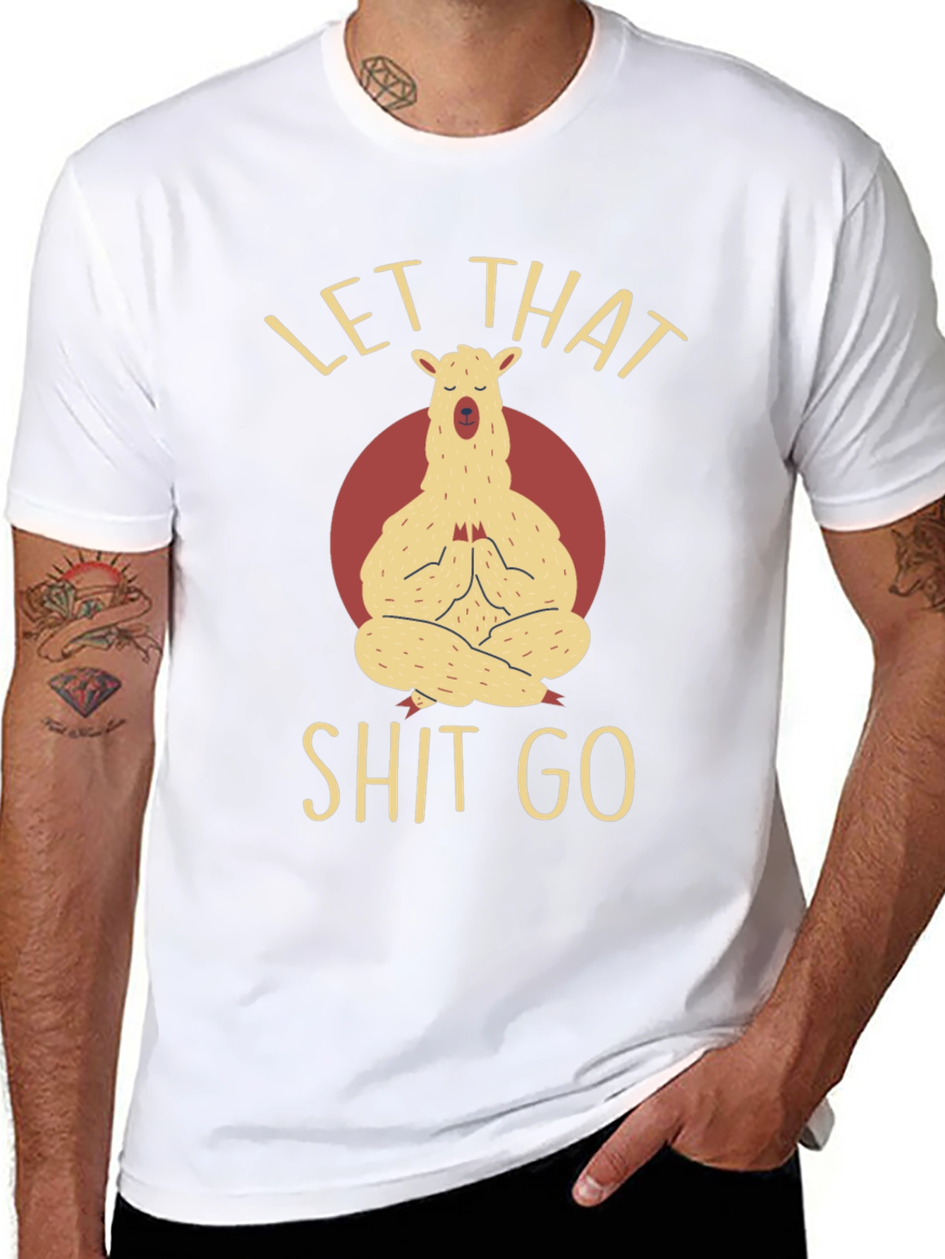 Black Llama Yoga T-Shirt - Let That Go Funny Graphic Tee view 8
