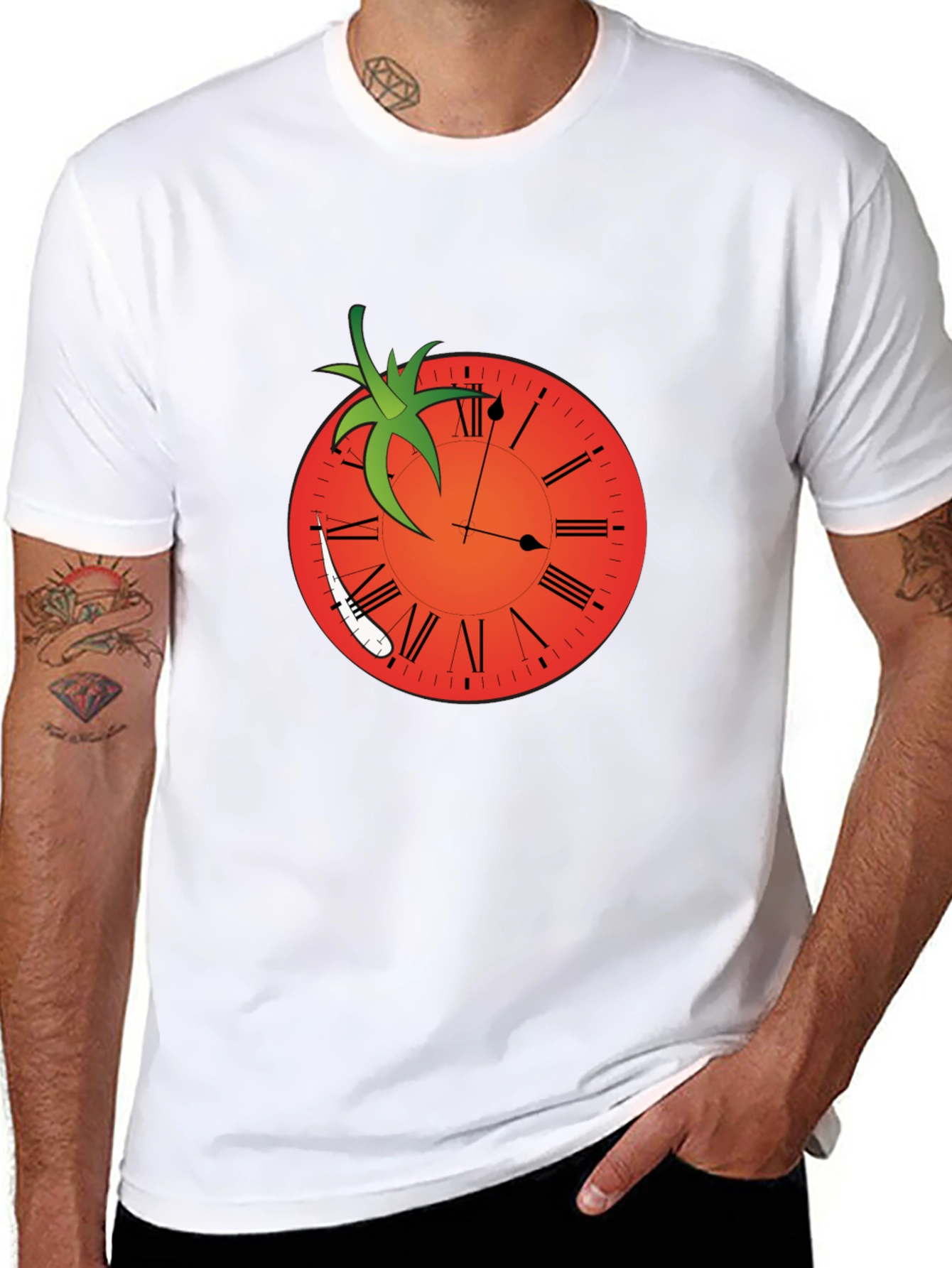 Black Tomato Clock Graphic Tee - Unique Design view 8