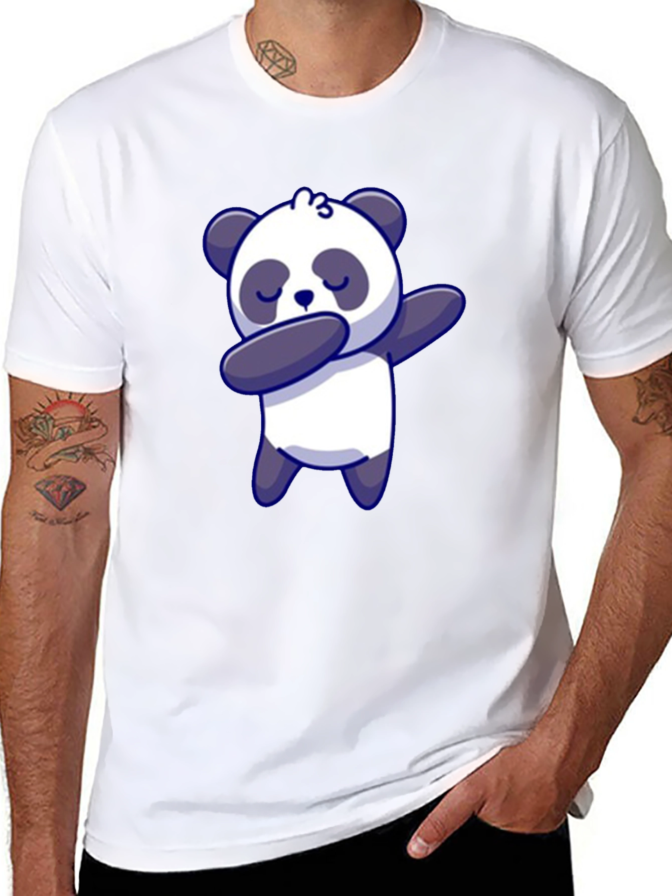 Black Dabbing Panda Bear T-Shirt Black view 8