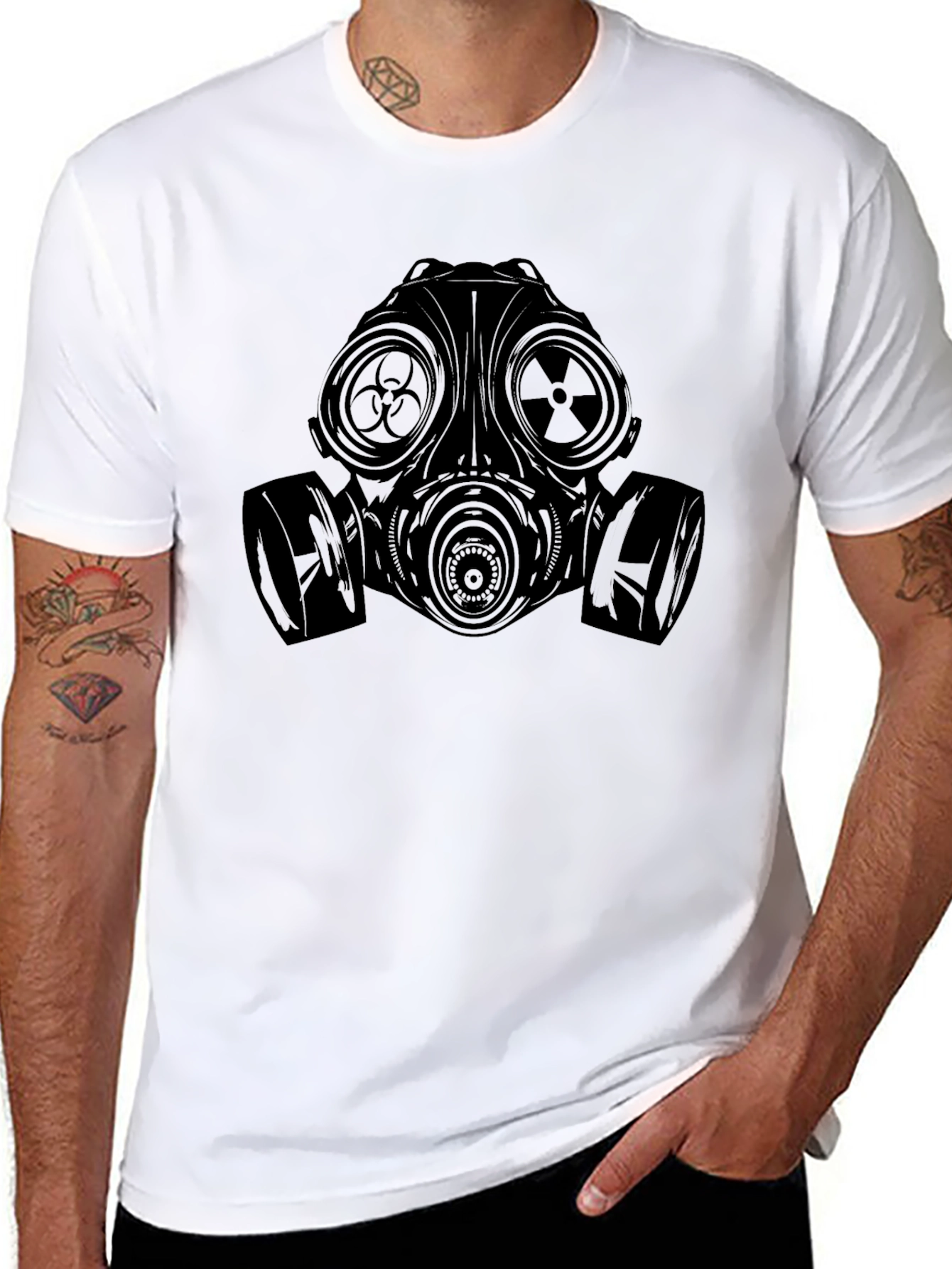 Black Gas Mask Graphic Tee - Black view 8