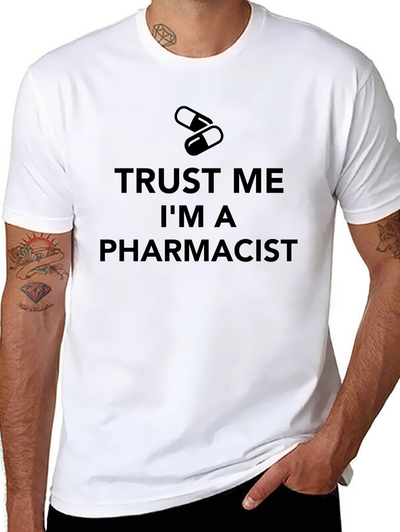 Black Trust Me I'm A Pharmacist T-Shirt view 8