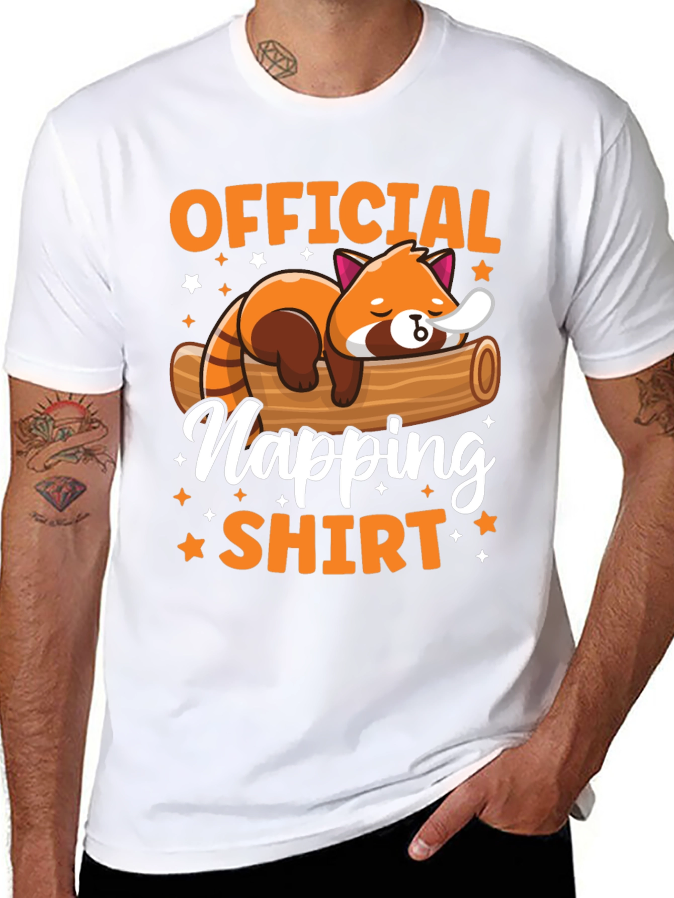 Black Official Napping Shirt - Red Panda Design view 8