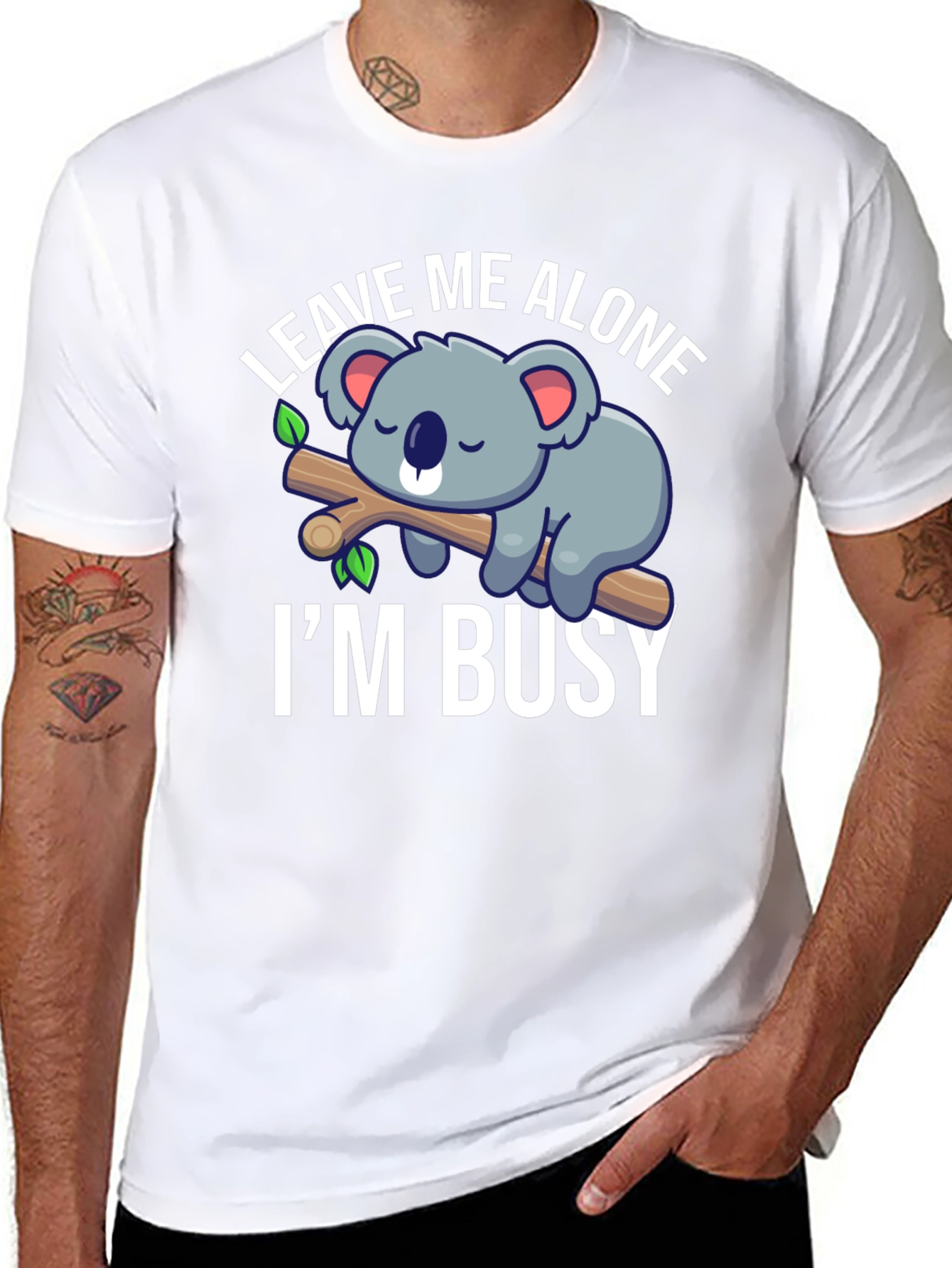 Black Leave Me Alone I'm Busy Koala Graphic T-Shirt view 8