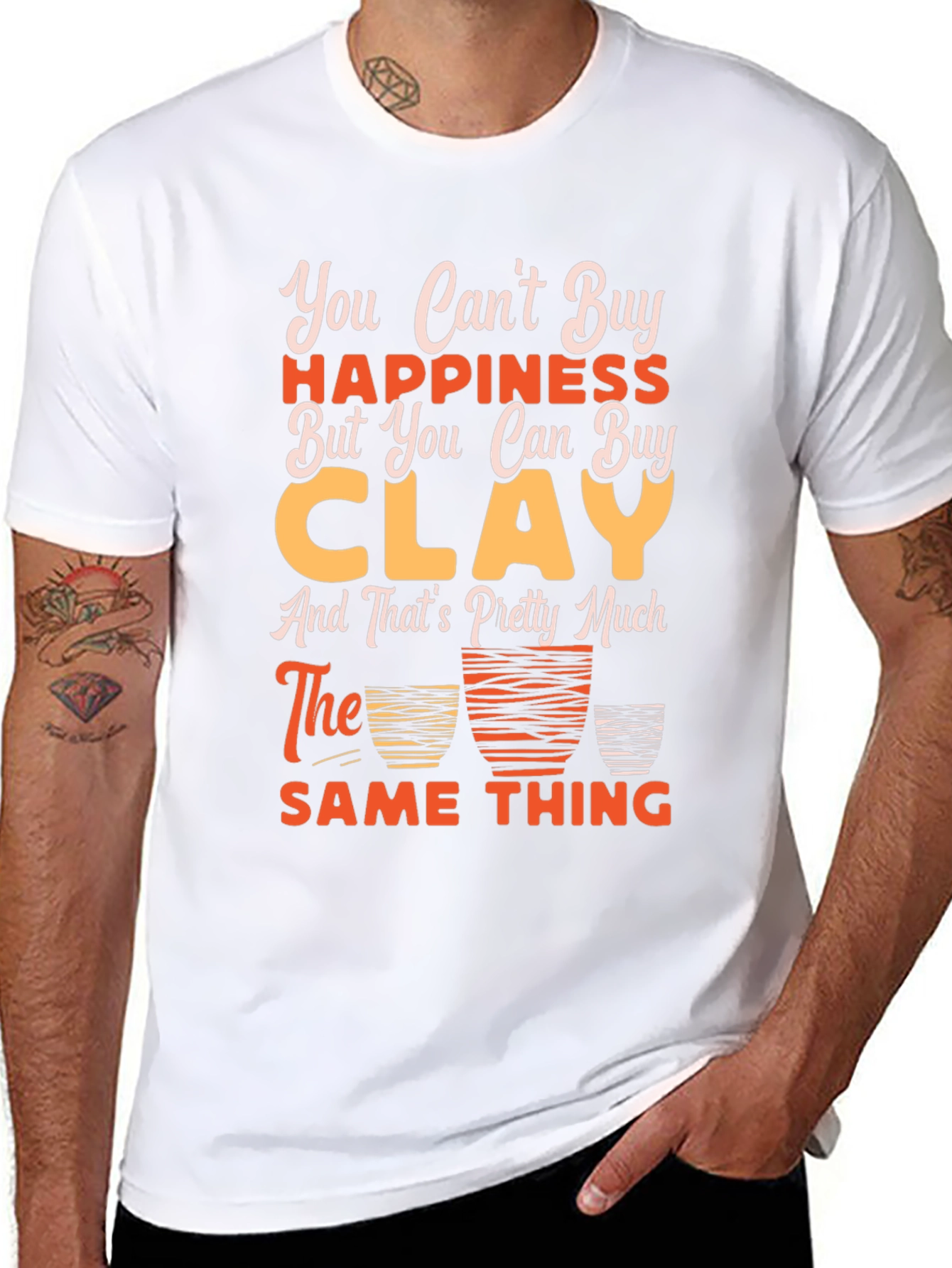 Black Funny Clay Pottery T-Shirt - Buy Clay = Happiness! view 8