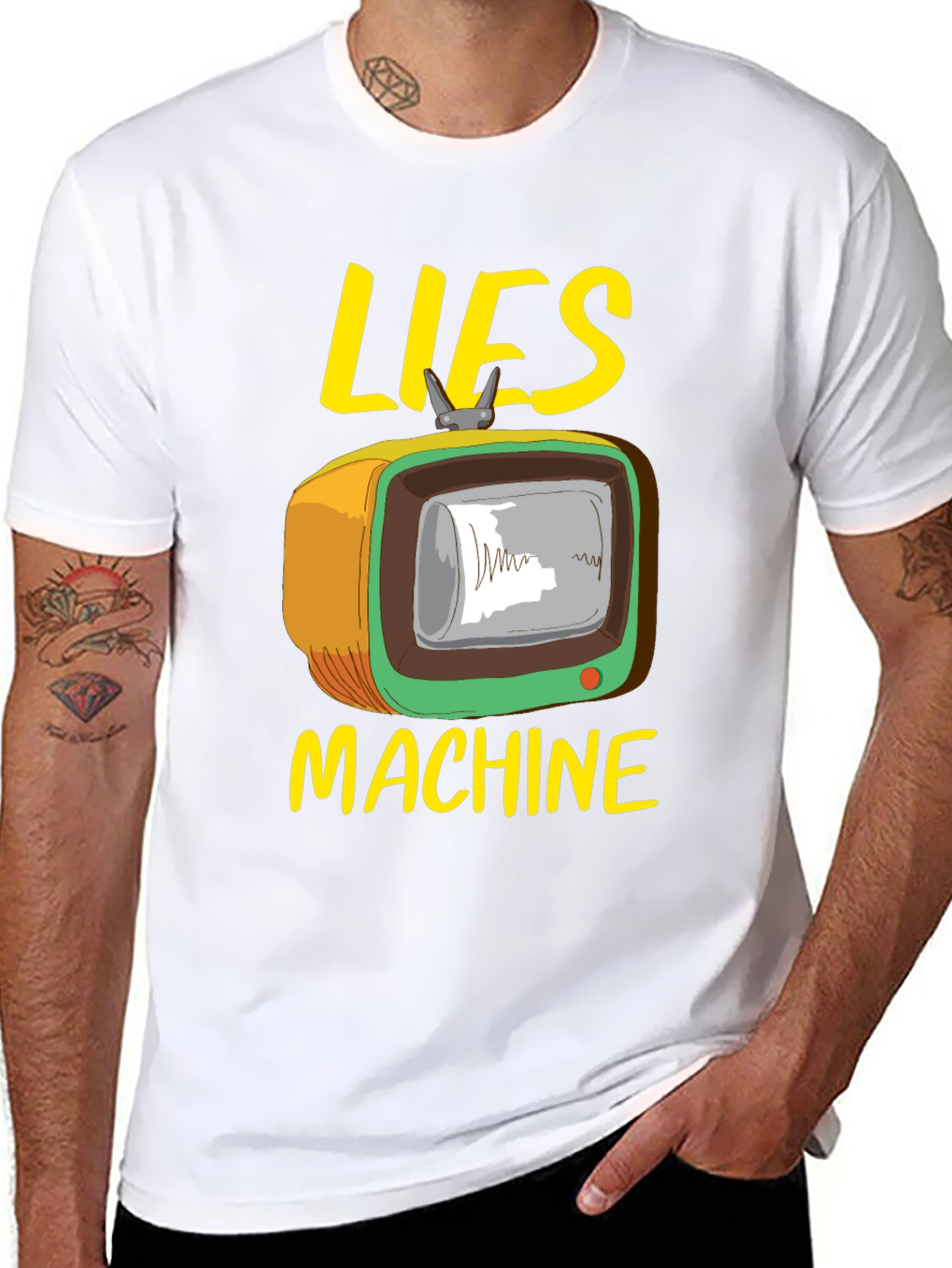 Black Lies Machine Graphic Tee - Retro TV Humor view 8
