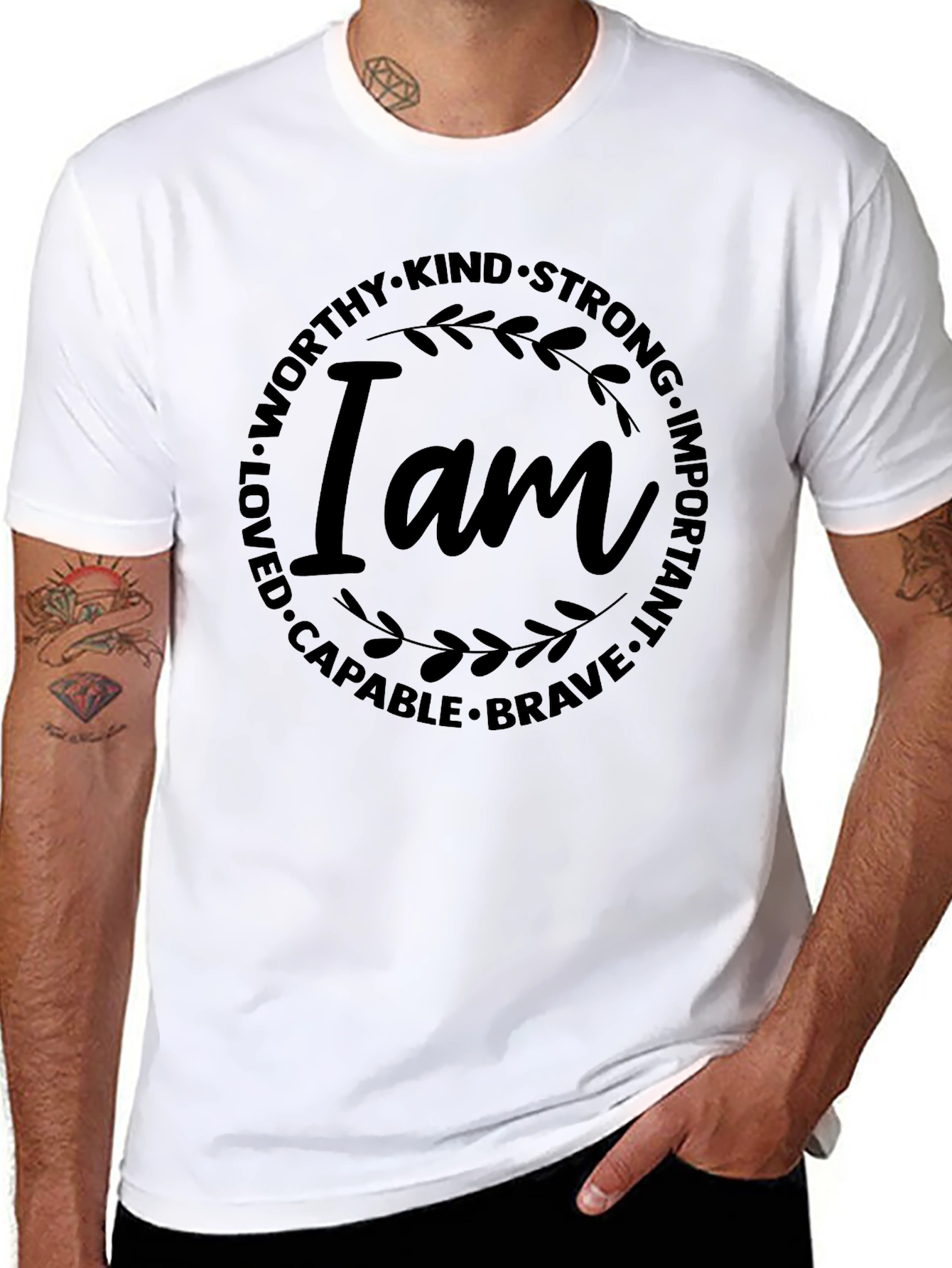 Black Inspirational I Am T-Shirt - Black view 8
