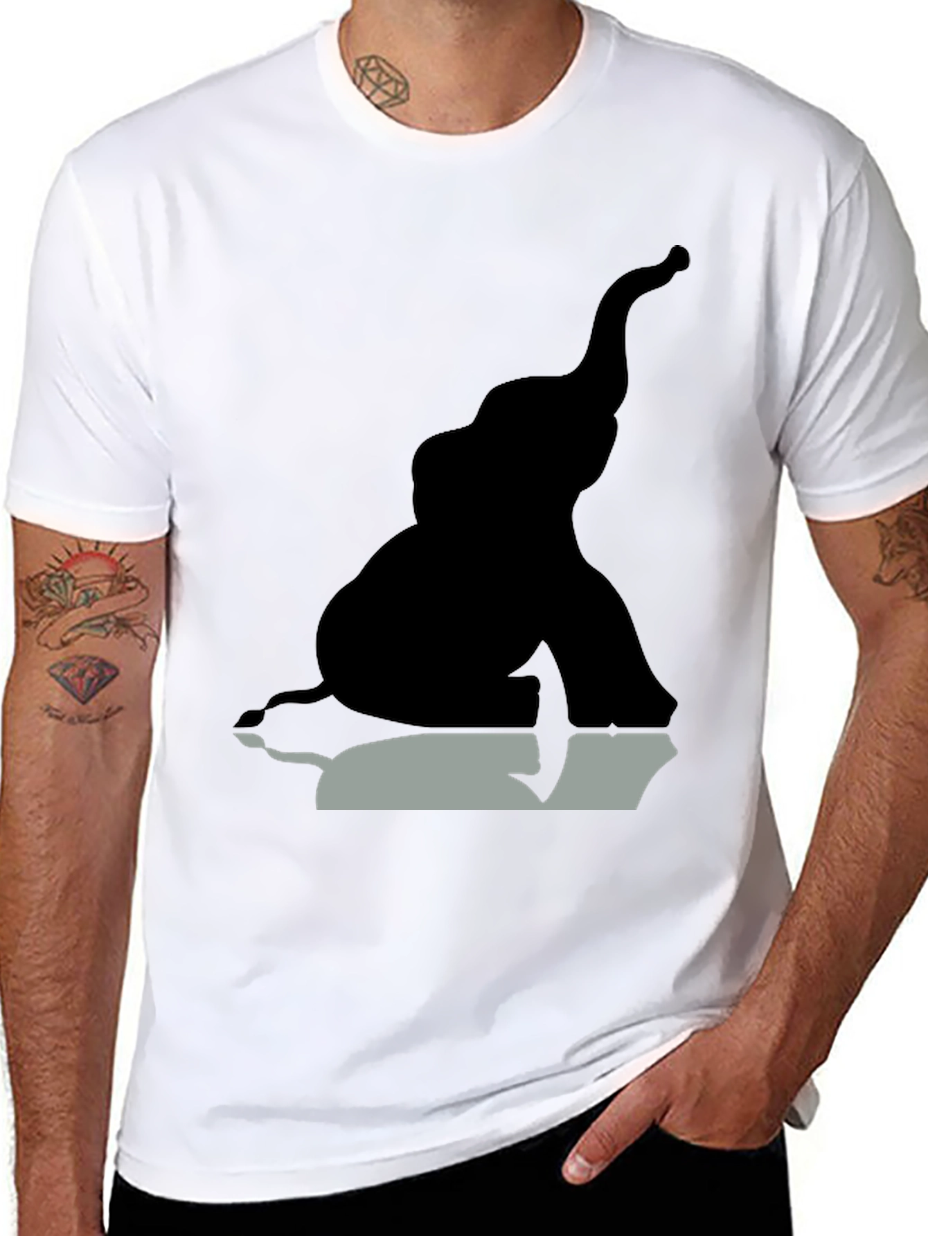 Black Elephant Silhouette Graphic Tee - Black view 8