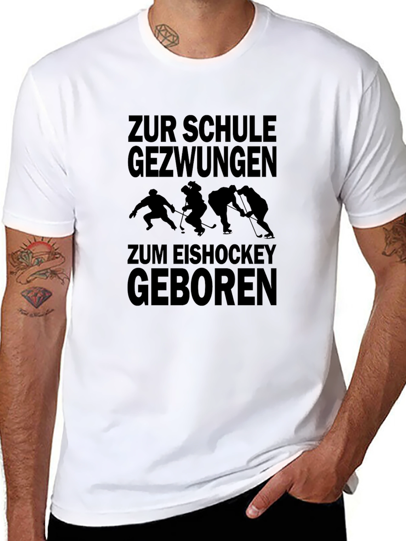 Black Ice Hockey Fan T-Shirt - German Text Design view 8