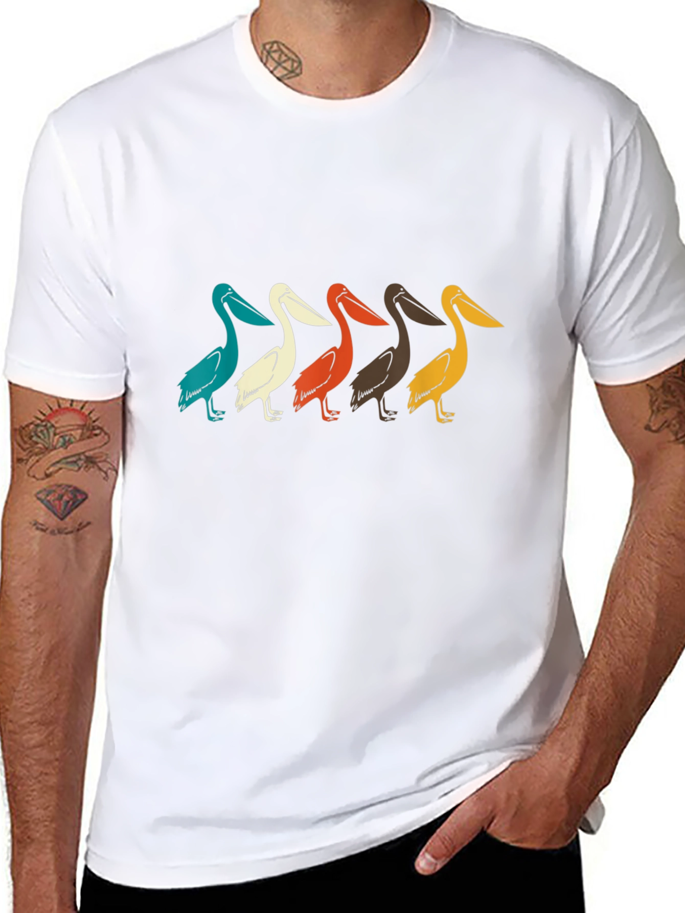 Black Retro Pelican T-Shirt view 8