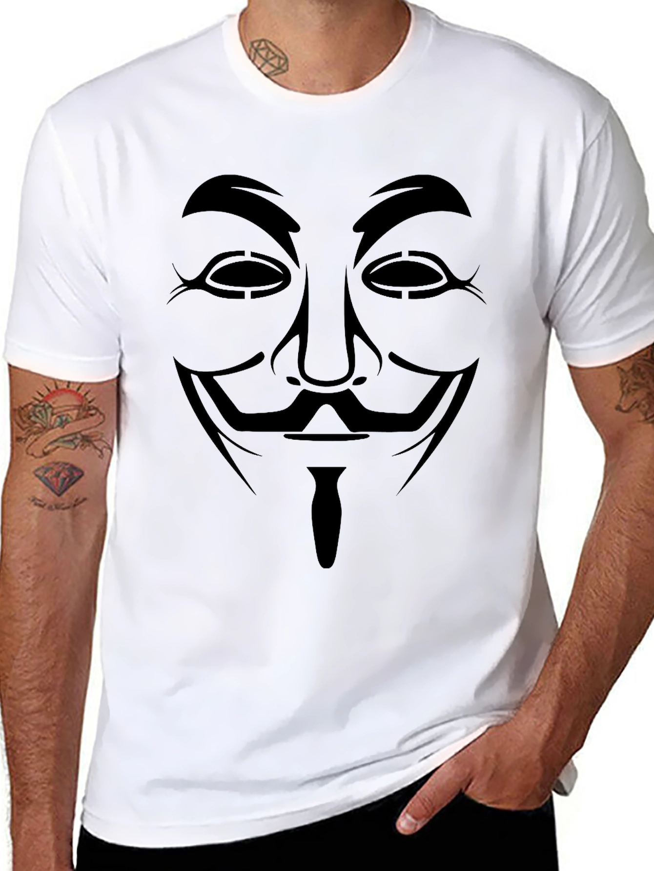 Black Anonymous Mask Graphic Tee - Black T-Shirt view 8