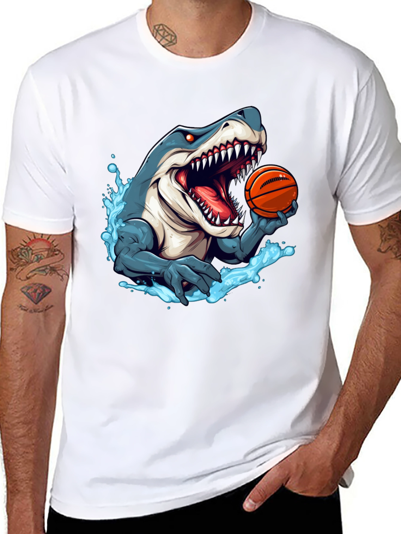 Black Shark Basketball T-Shirt - Men's Graphic Tee view 8