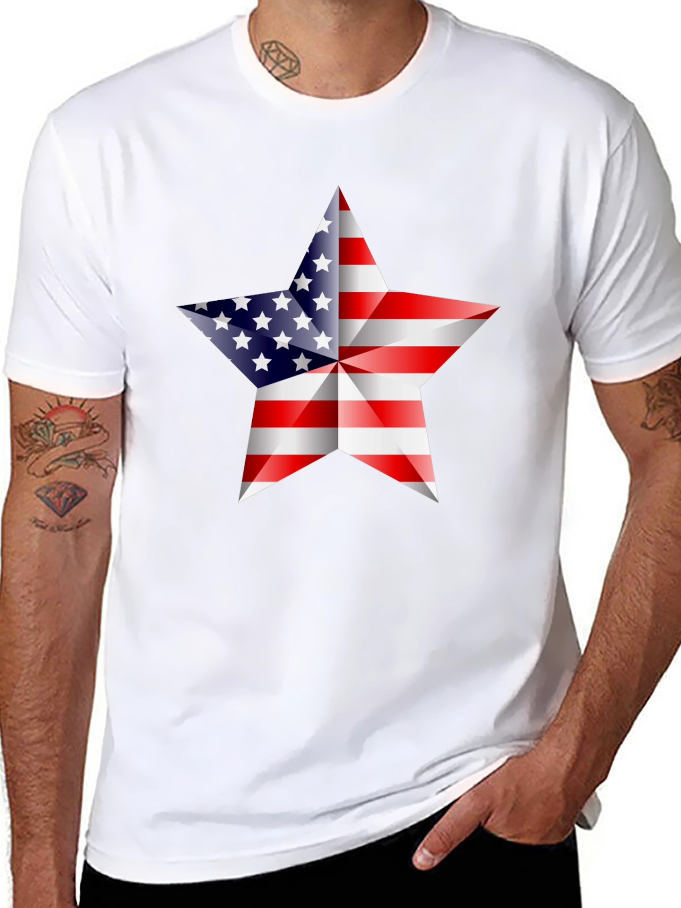 Black American Flag Star Graphic Tee - Patriotic Shirt view 8