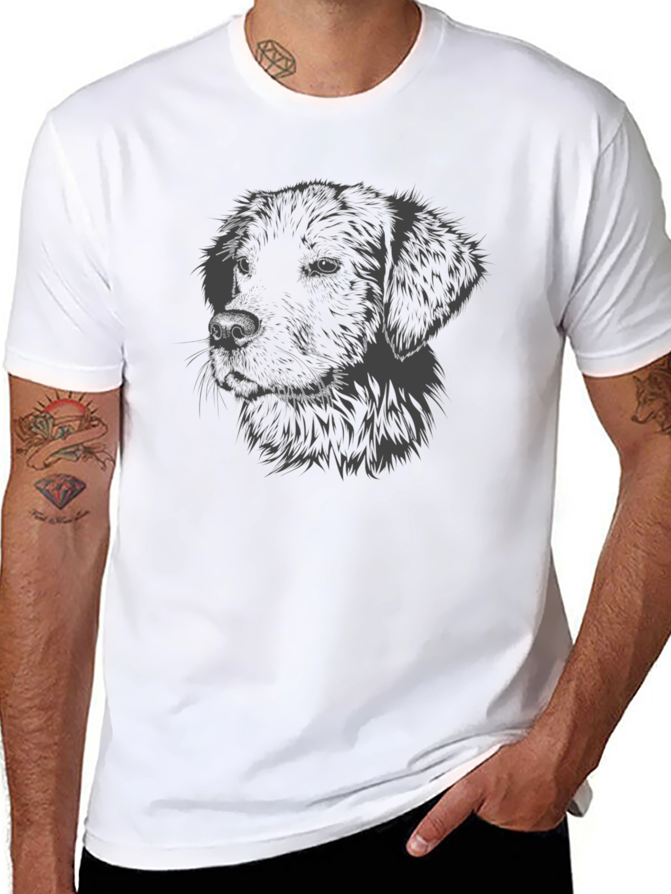 Black Dog Graphic T-Shirt - Classic Crew Neck view 8